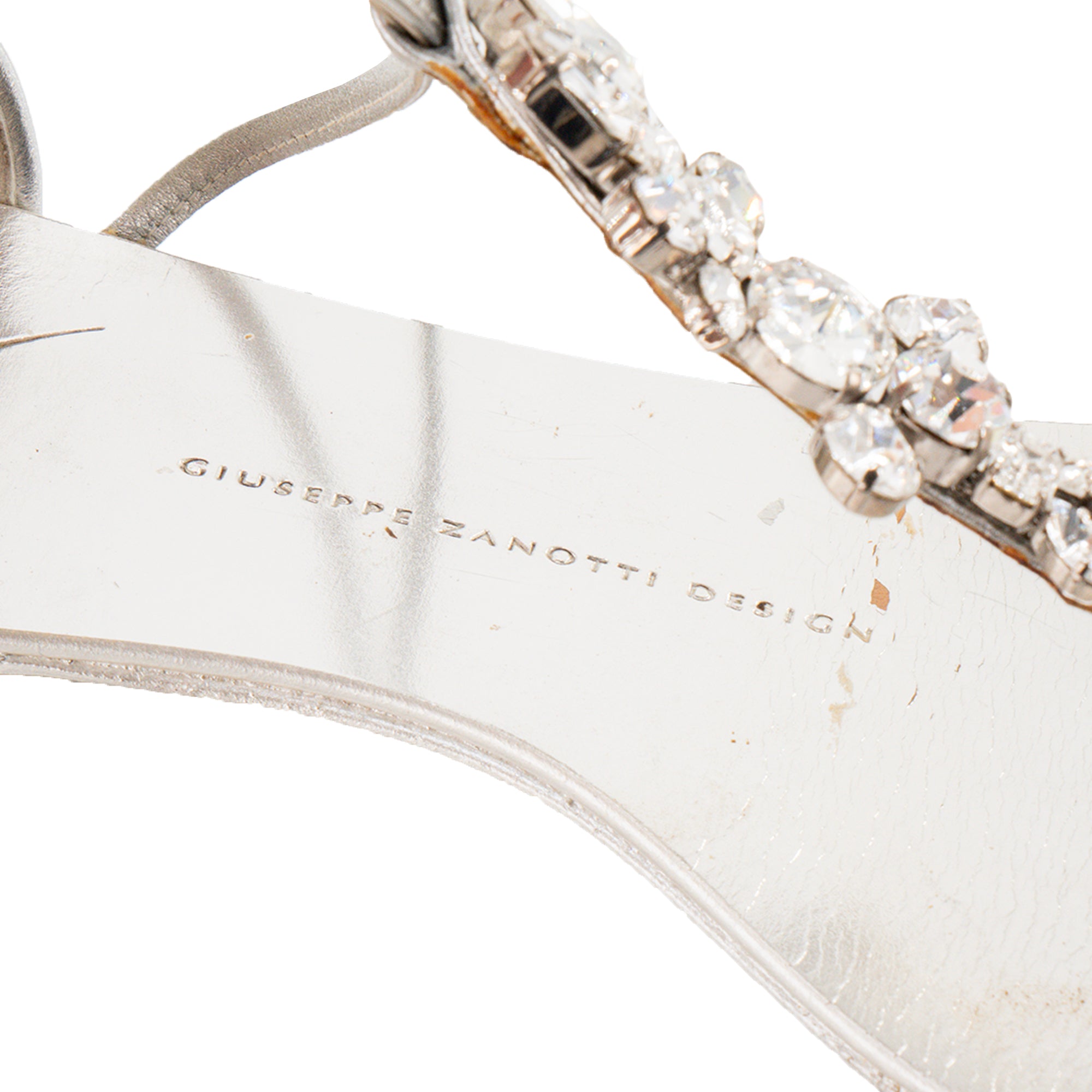 GIUSEPPE ZANOTTI - Sandales Giuseppe Zanotti en cuir et cristaux argentés (T38)