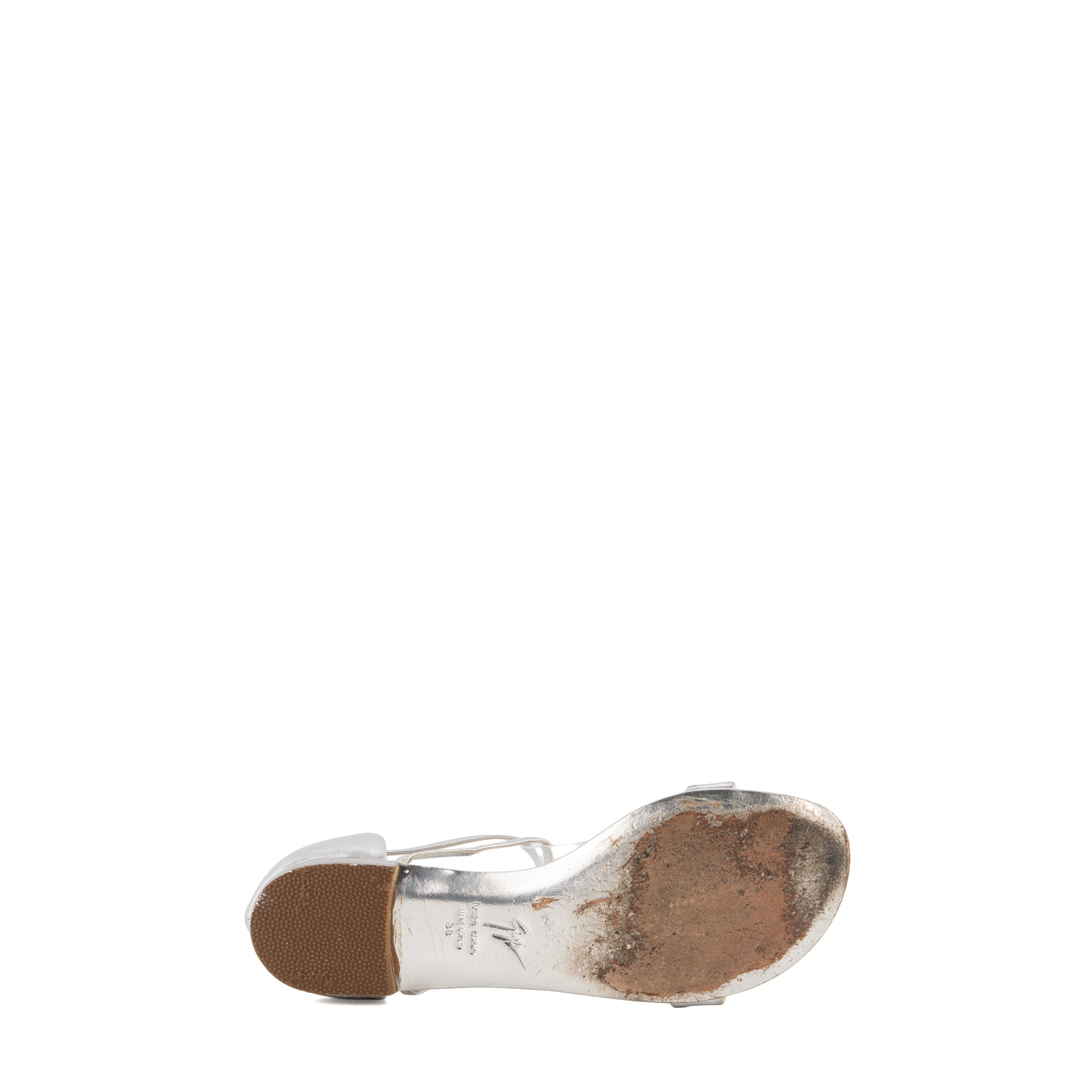 GIUSEPPE ZANOTTI - Sandales Giuseppe Zanotti en cuir et cristaux argentés (T38)