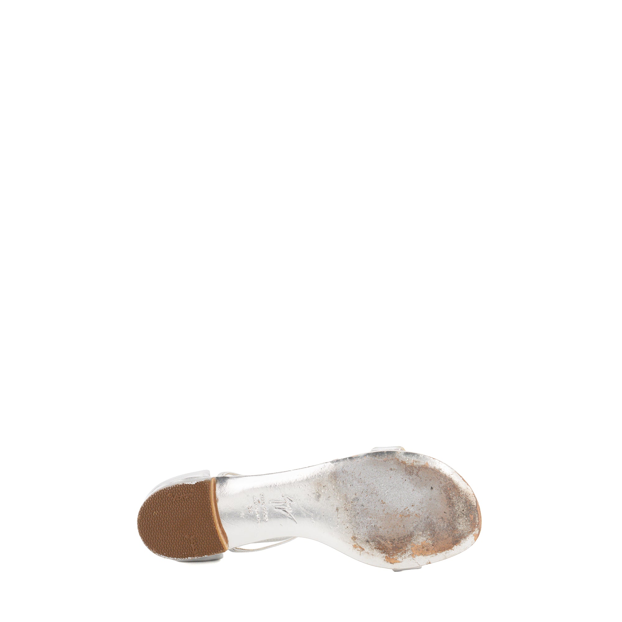 GIUSEPPE ZANOTTI - Sandales Giuseppe Zanotti en cuir et cristaux argentés (T38)