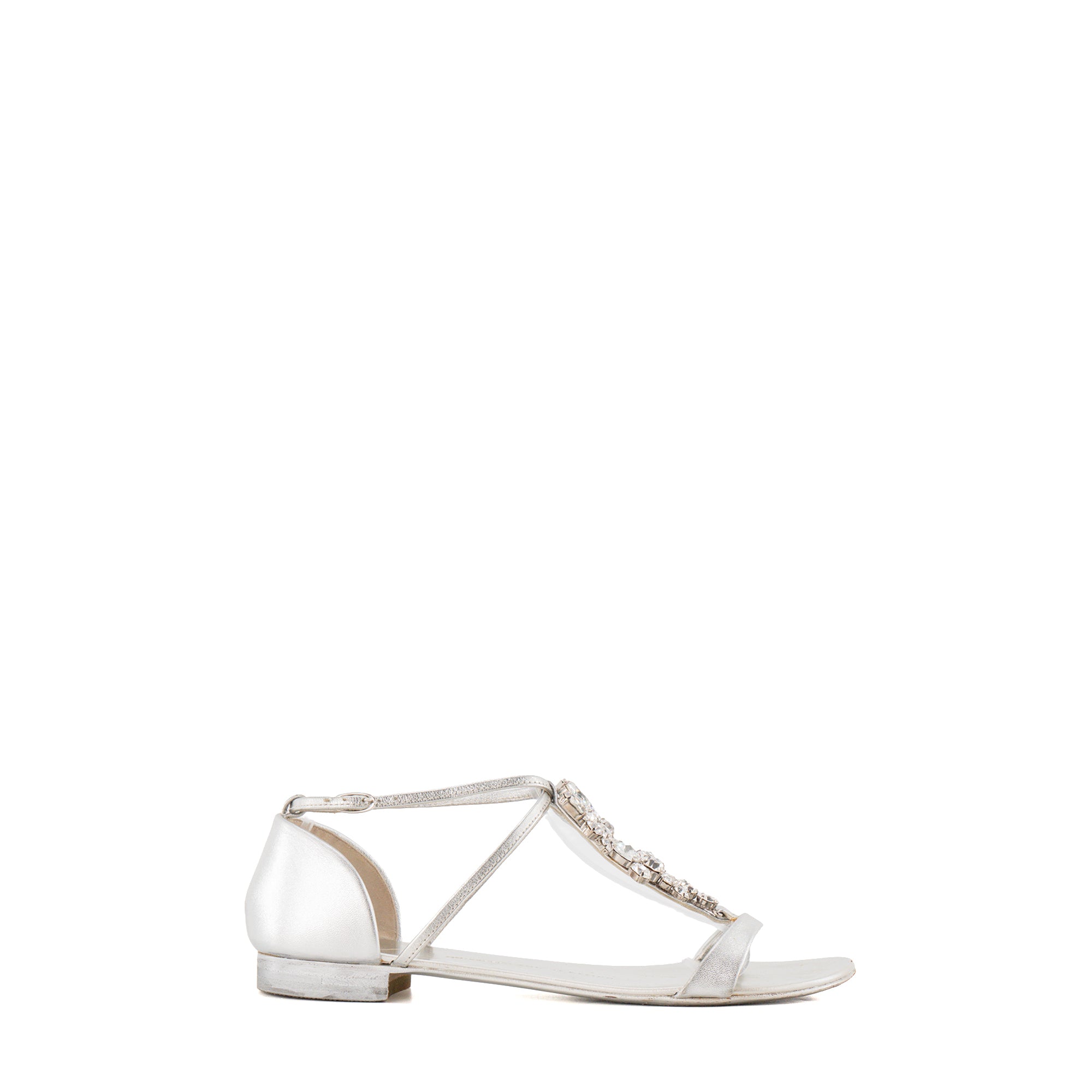 GIUSEPPE ZANOTTI - Sandales Giuseppe Zanotti en cuir et cristaux argentés (T38)