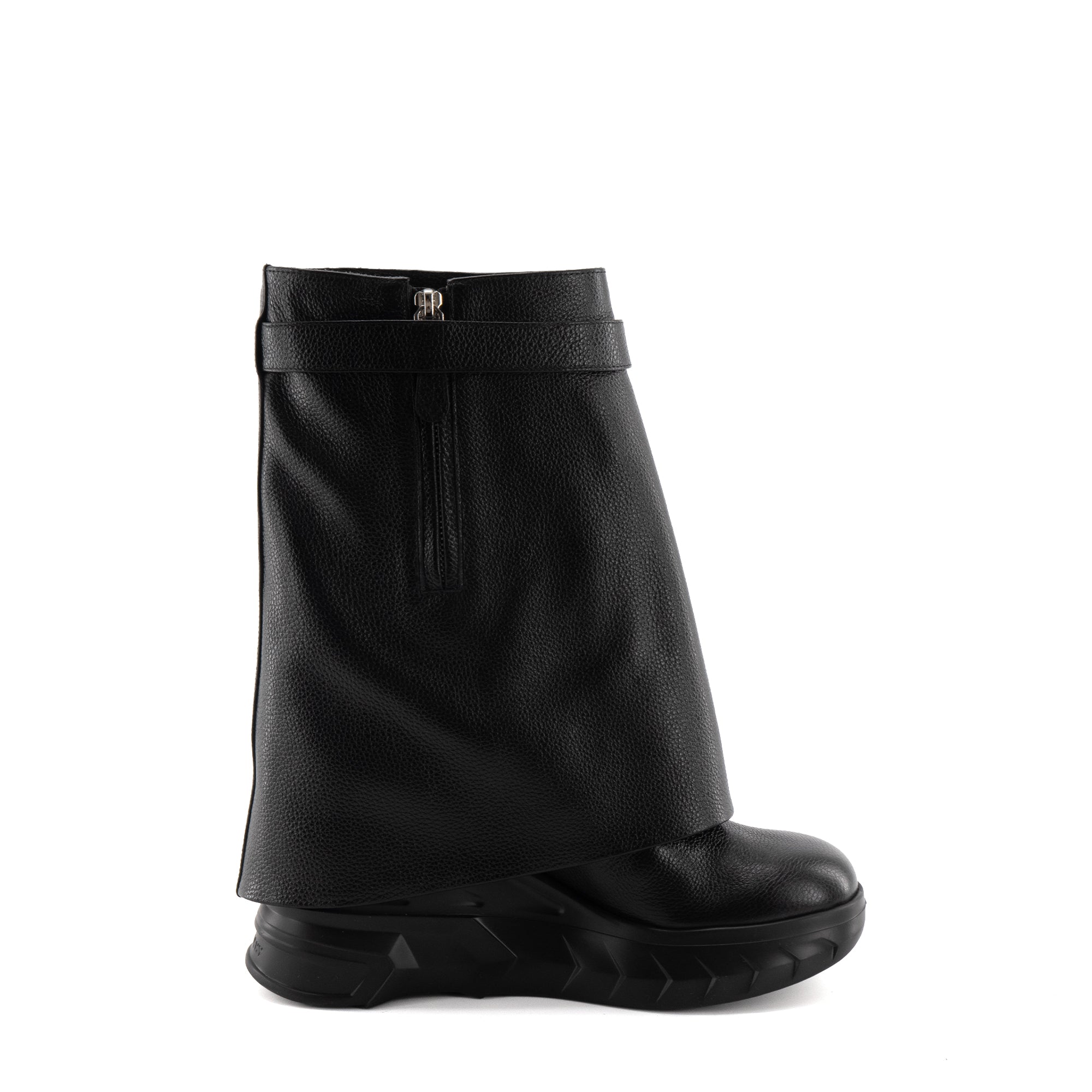 GIVENCHY - Bottes Shark Lock Biker Givenchy en cuir grainé noir (T39)