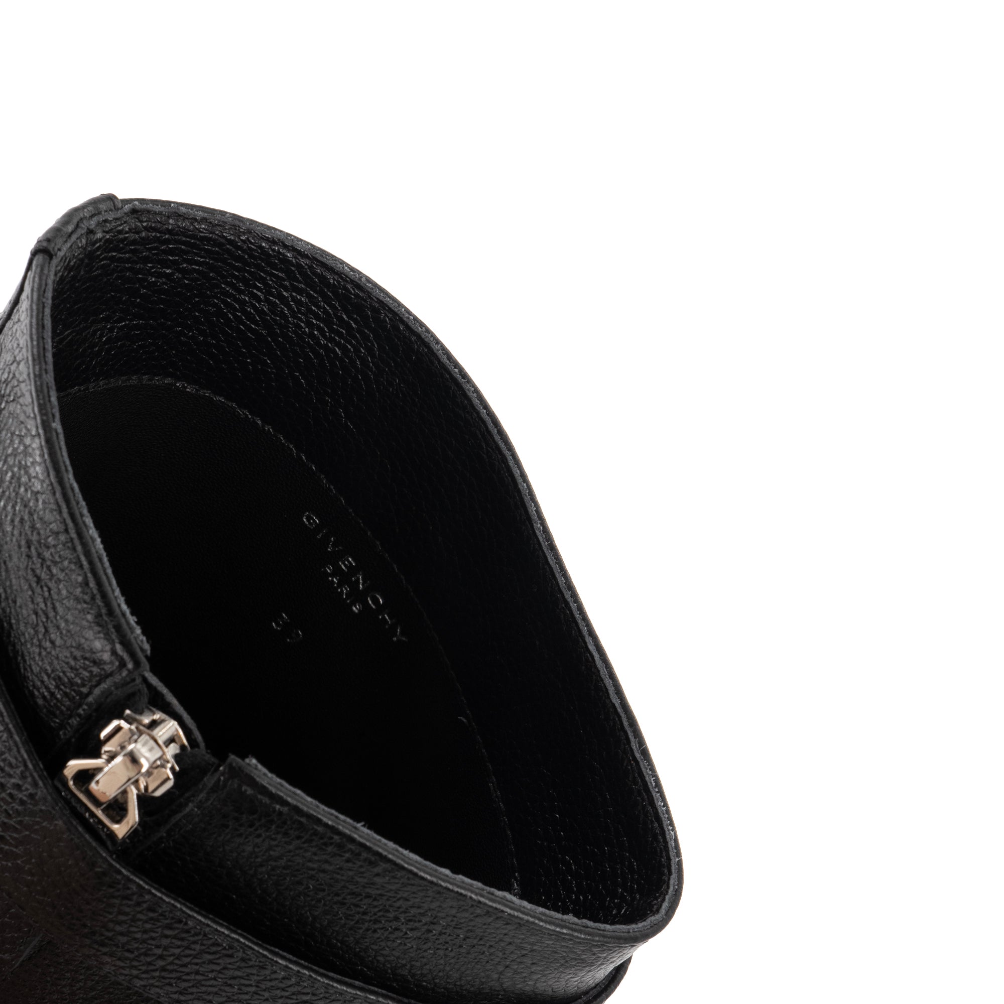GIVENCHY - Bottes Shark Lock Biker Givenchy en cuir grainé noir (T39)