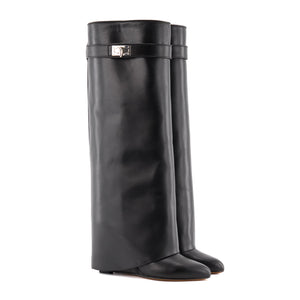 GIVENCHY - Bottes Shark Lock Givenchy en cuir noir (T37)