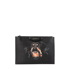 GIVENCHY - Pochette Antigona Rottweiller Givenchy en toile enduite noire