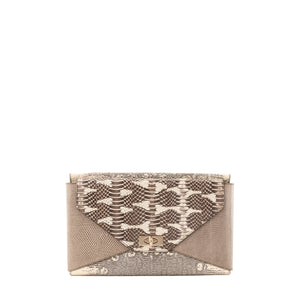 GIVENCHY - Pochette Givenchy en cuir exotique python marron et beige