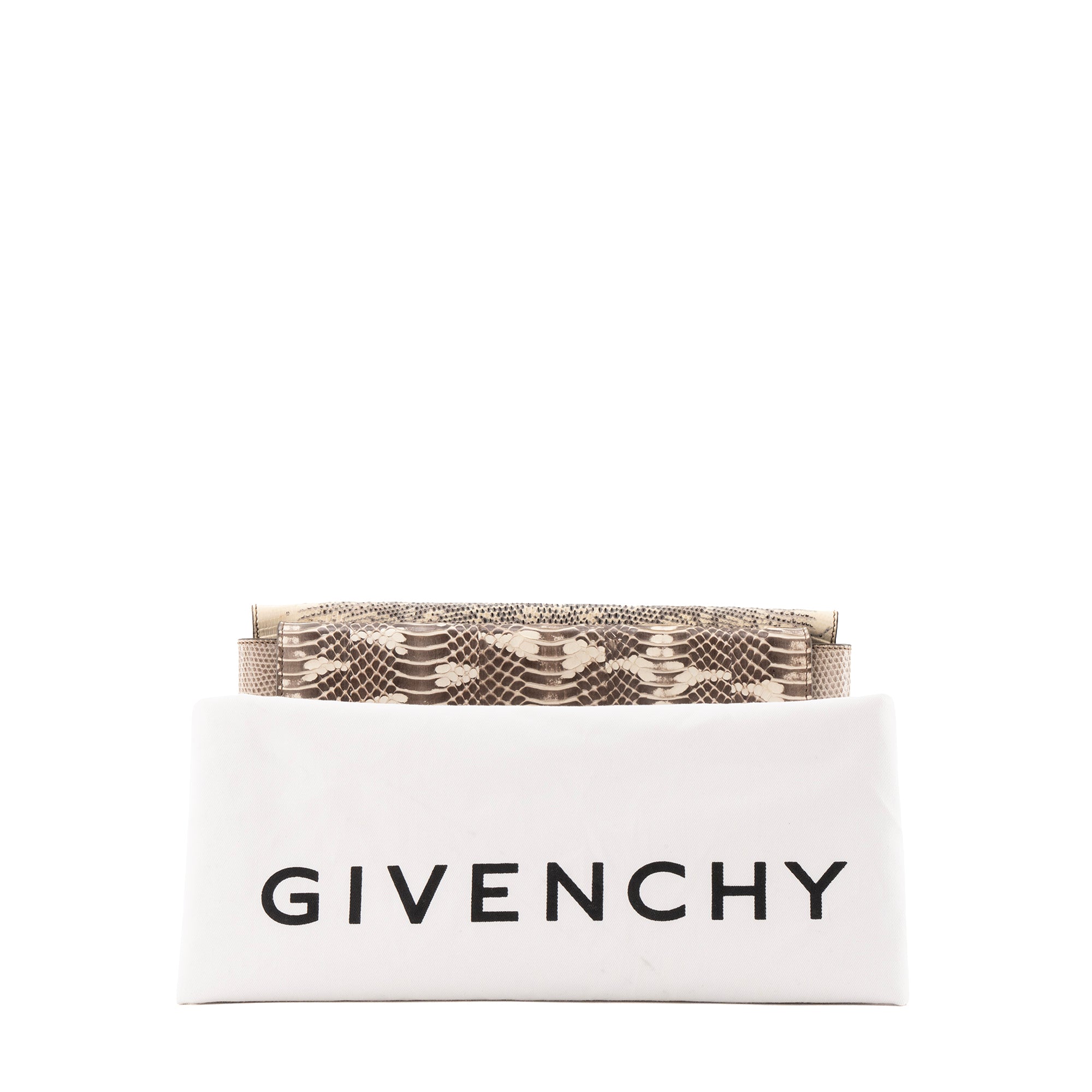 GIVENCHY - Pochette Givenchy en cuir exotique python marron et beige