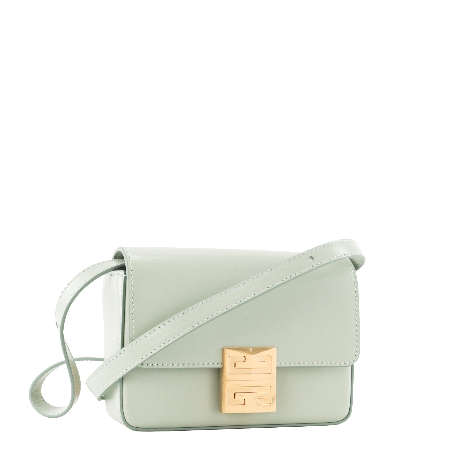 GIVENCHY - Sac à bandoulière 4G Mini Givenchy en cuir lisse céladon