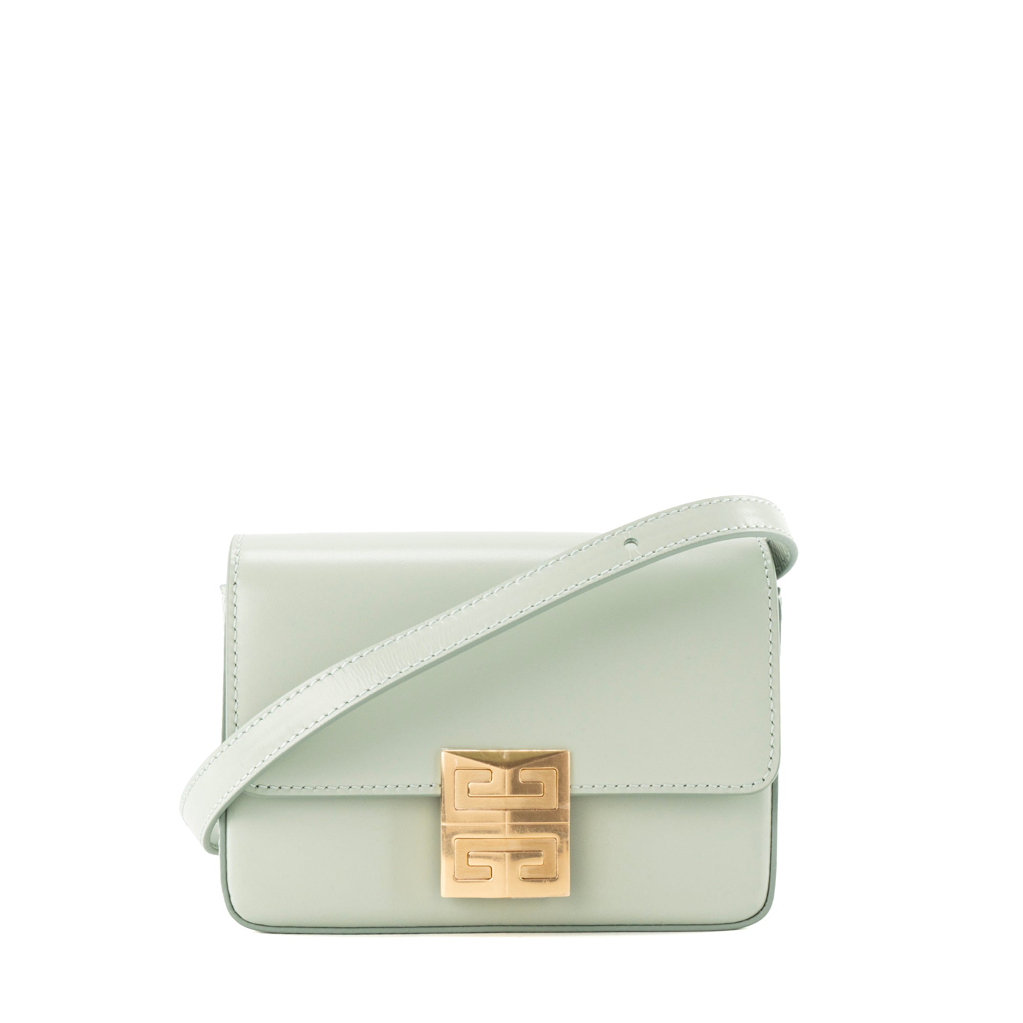 GIVENCHY - Sac à bandoulière 4G Mini Givenchy en cuir lisse céladon