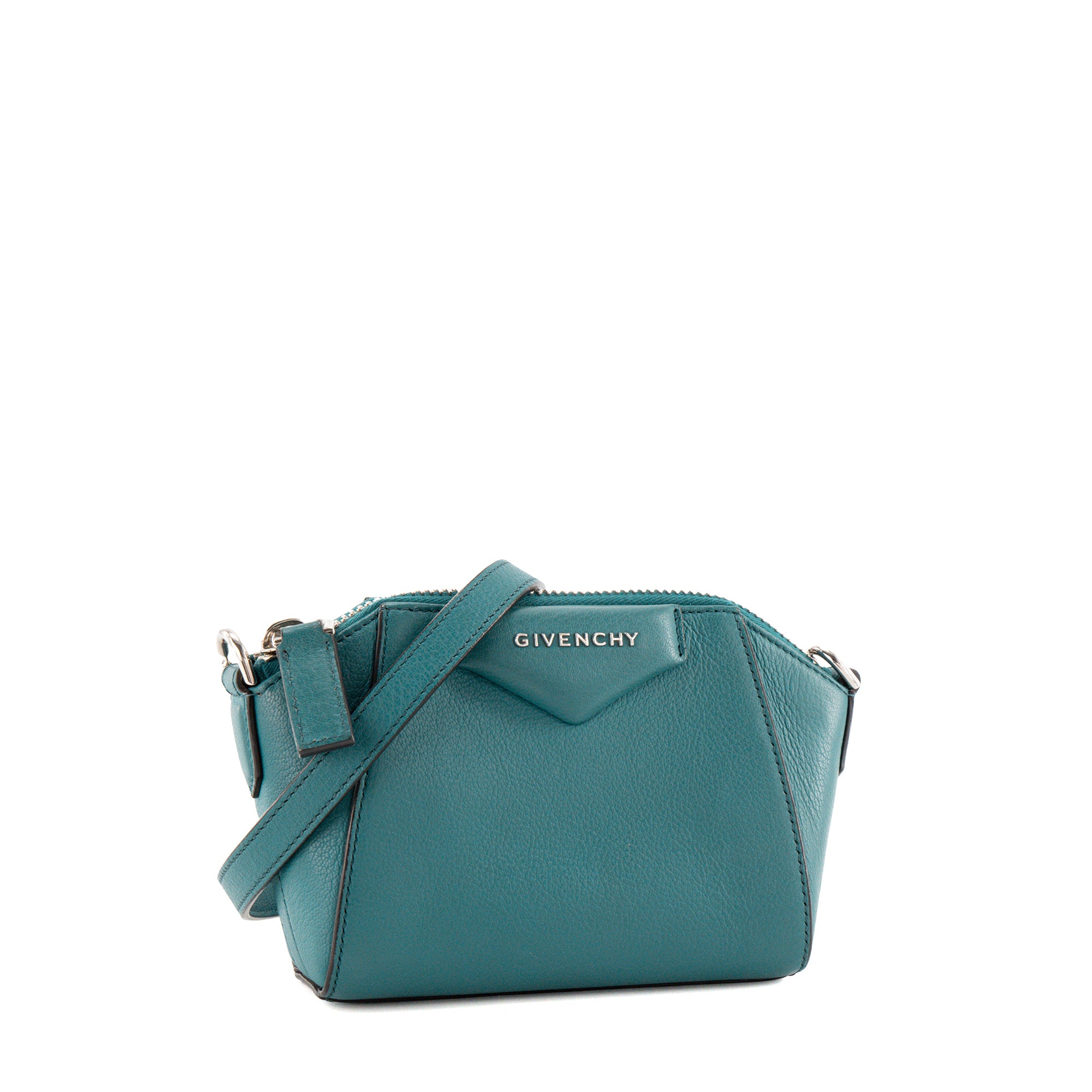 GIVENCHY - Sac à bandoulière Antigona Nano Givenchy en cuir grainé bleu canard