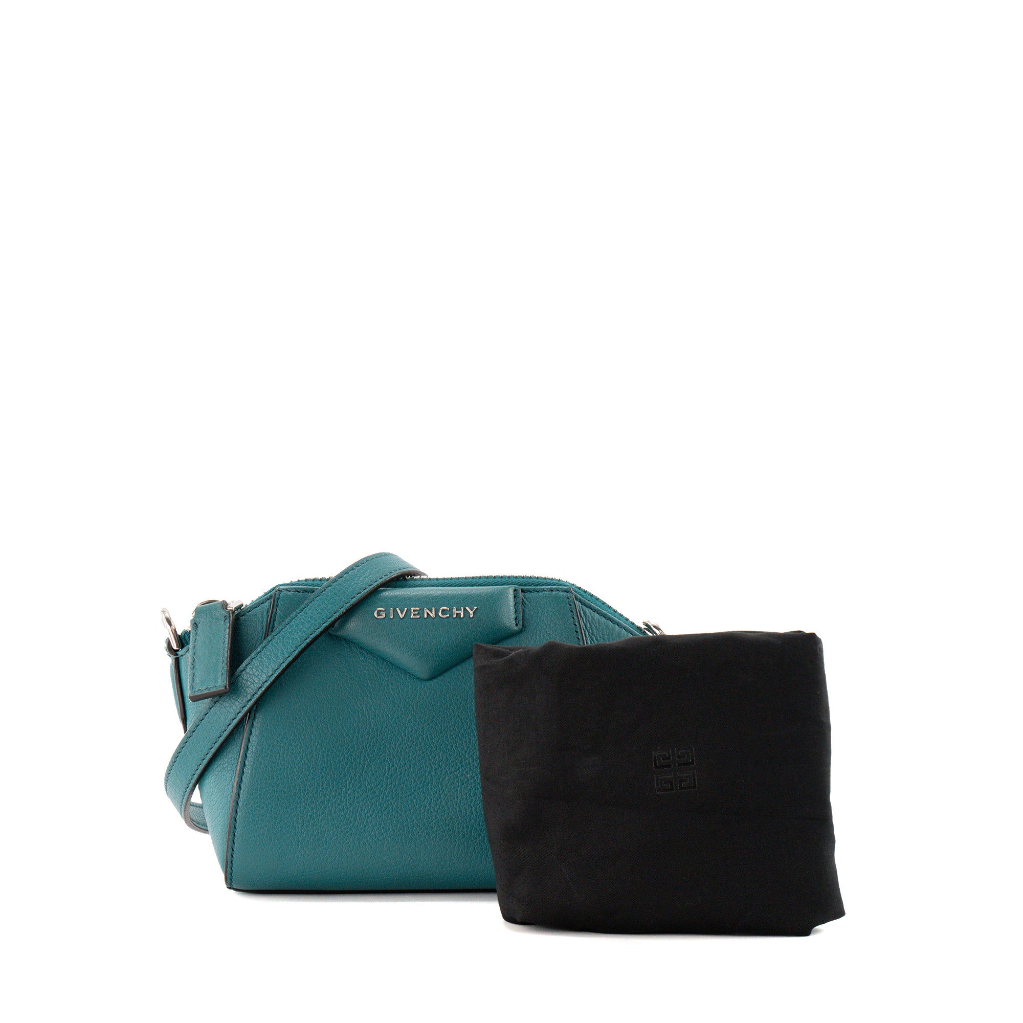 GIVENCHY - Sac à bandoulière Antigona Nano Givenchy en cuir grainé bleu canard
