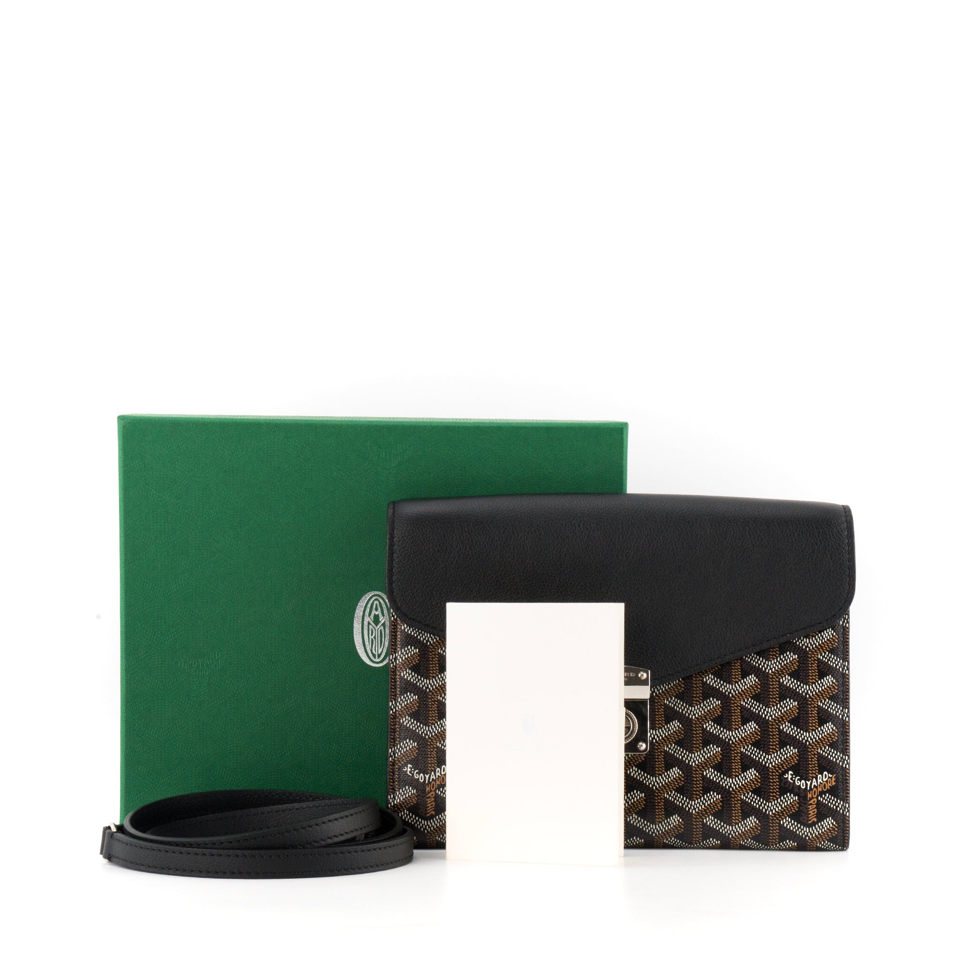 GOYARD - Pochette à bandoulière Chypre Goyard en toile Goyardine noire et marron