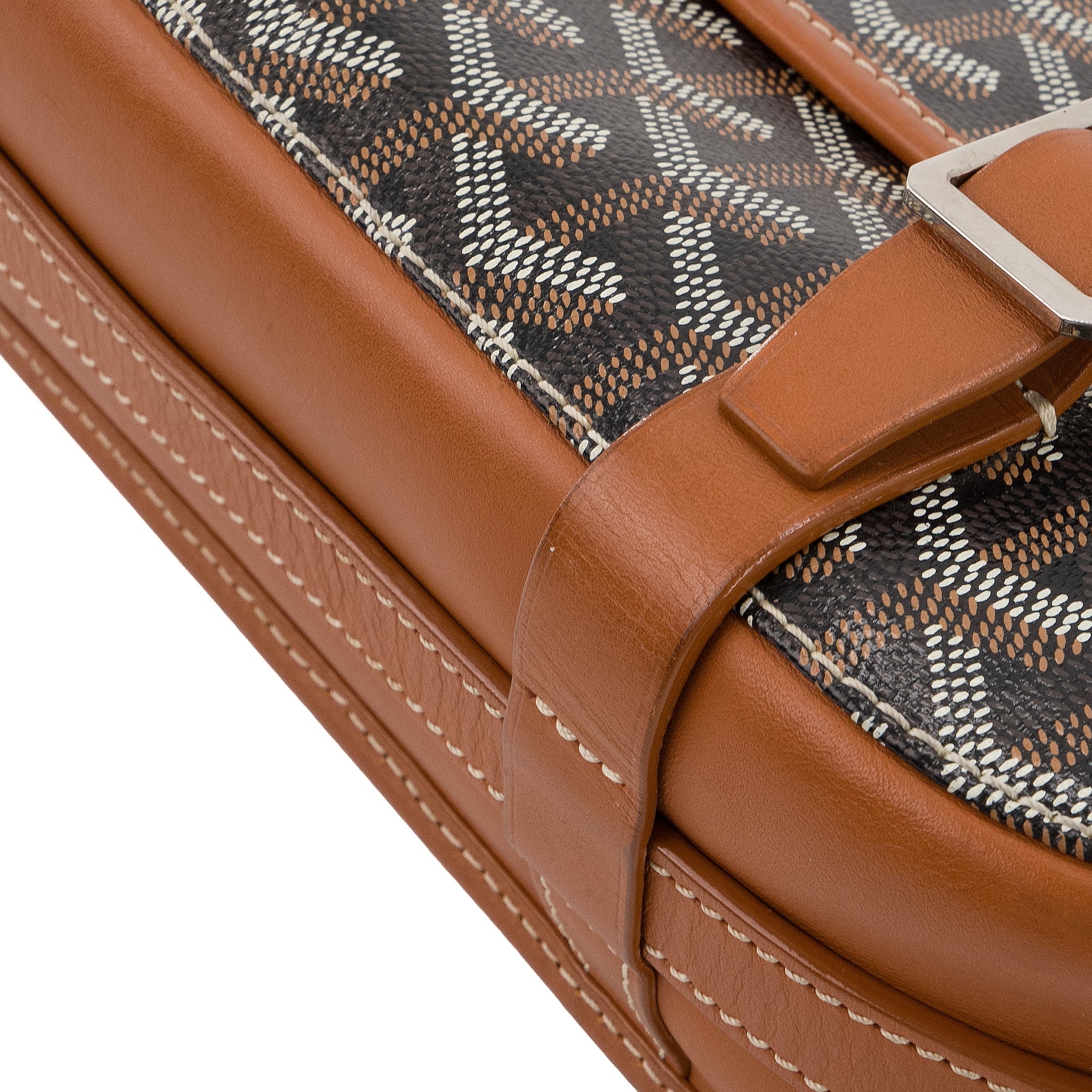 GOYARD - Sac à bandoulière Belvedere Goyard en toile enduite goyardine et cuir marron