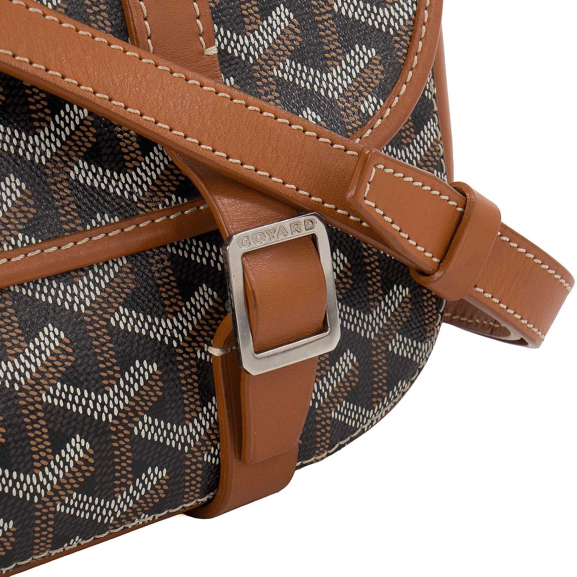 GOYARD - Sac à bandoulière Belvedere Goyard en toile enduite goyardine et cuir marron