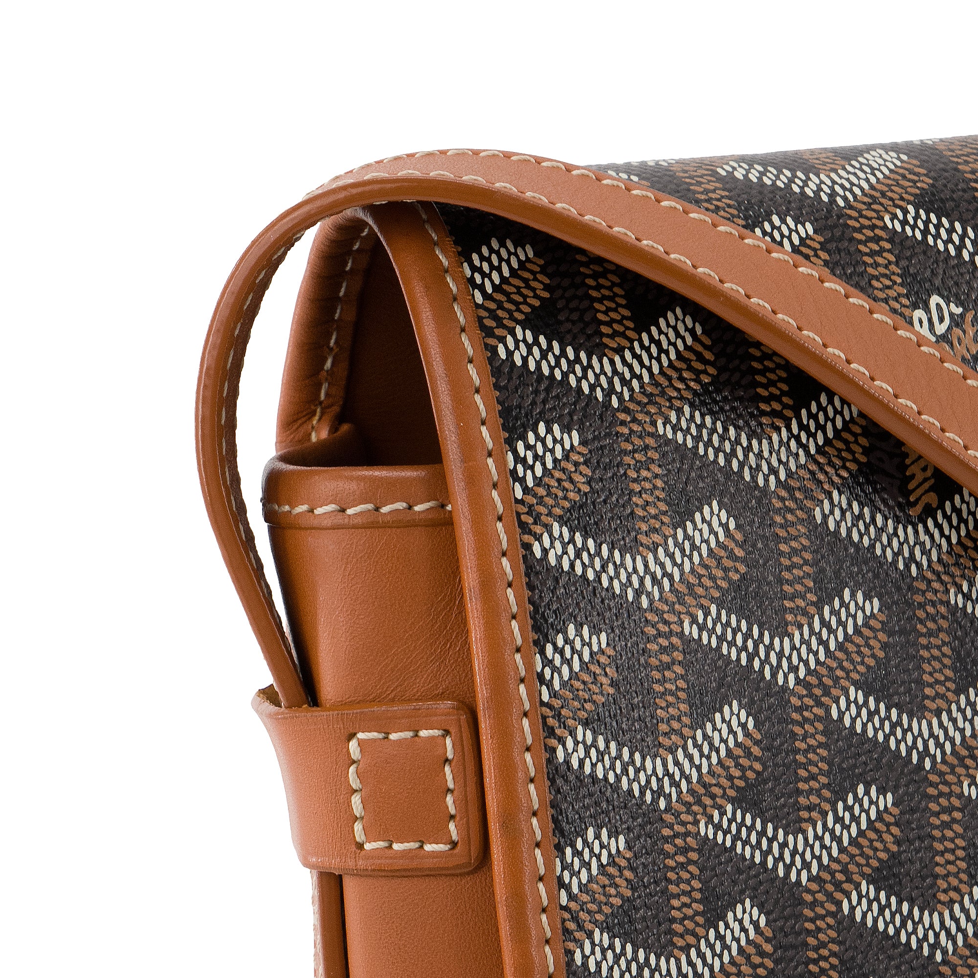 GOYARD - Sac à bandoulière Belvedere Goyard en toile enduite goyardine et cuir marron