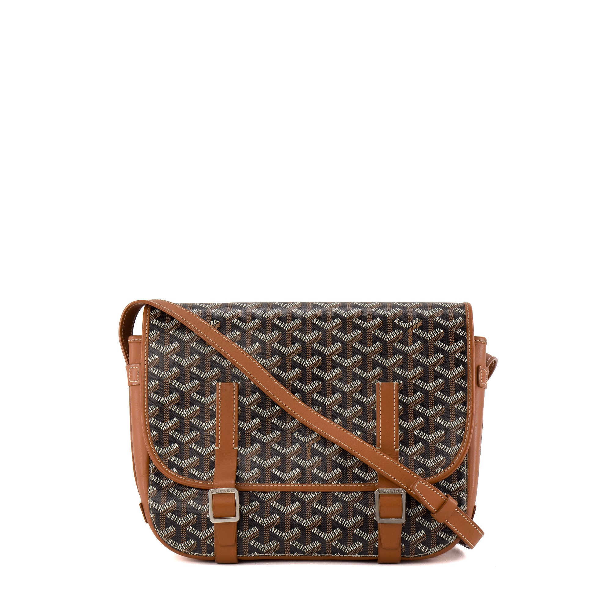 GOYARD - Sac à bandoulière Belvedere Goyard en toile enduite goyardine et cuir marron