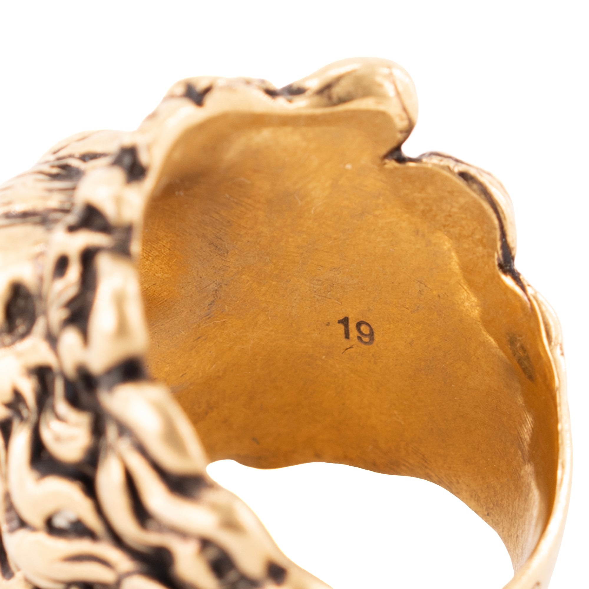 GUCCI - Bague Tête de Lion Gucci en métal doré (T59)
