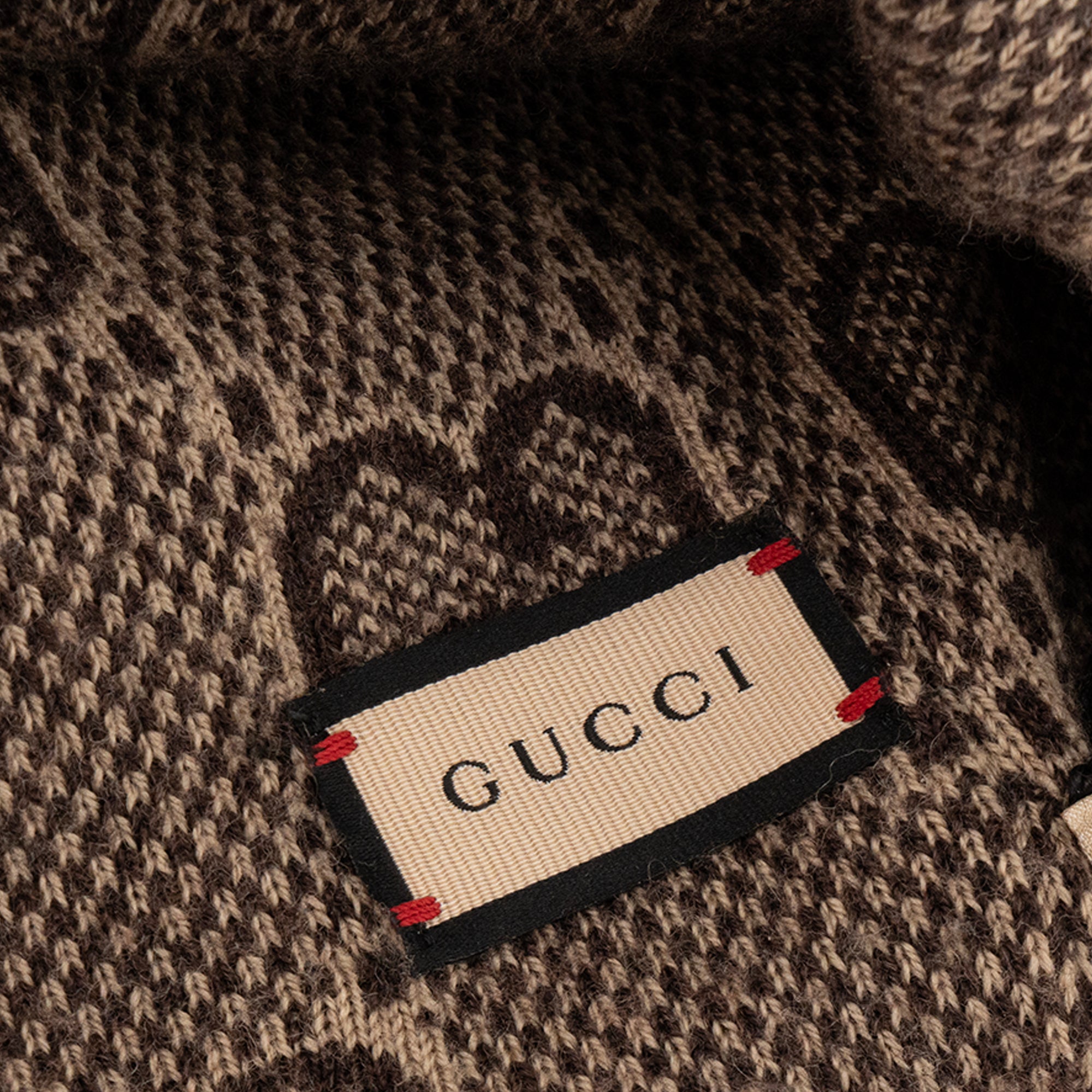 GUCCI - Bonnet GG Gucci en laine bleu et marron (L)