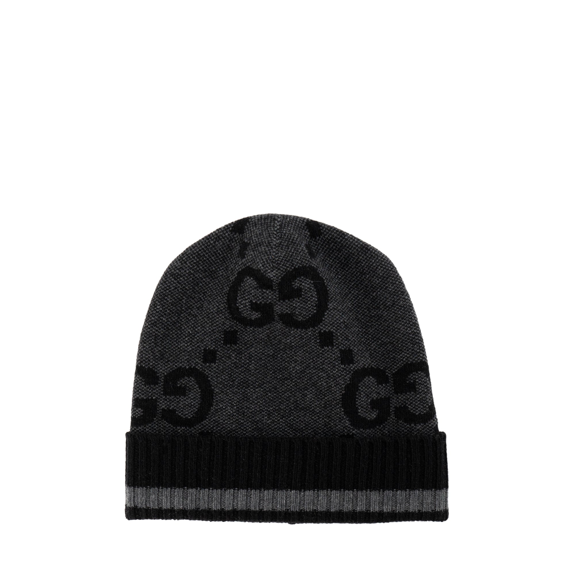 GUCCI - Bonnet GG Gucci en laine gris et noir (M)
