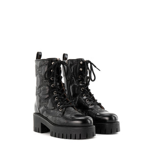 GUCCI - Bottines GG Gucci en cuir noir (T37)