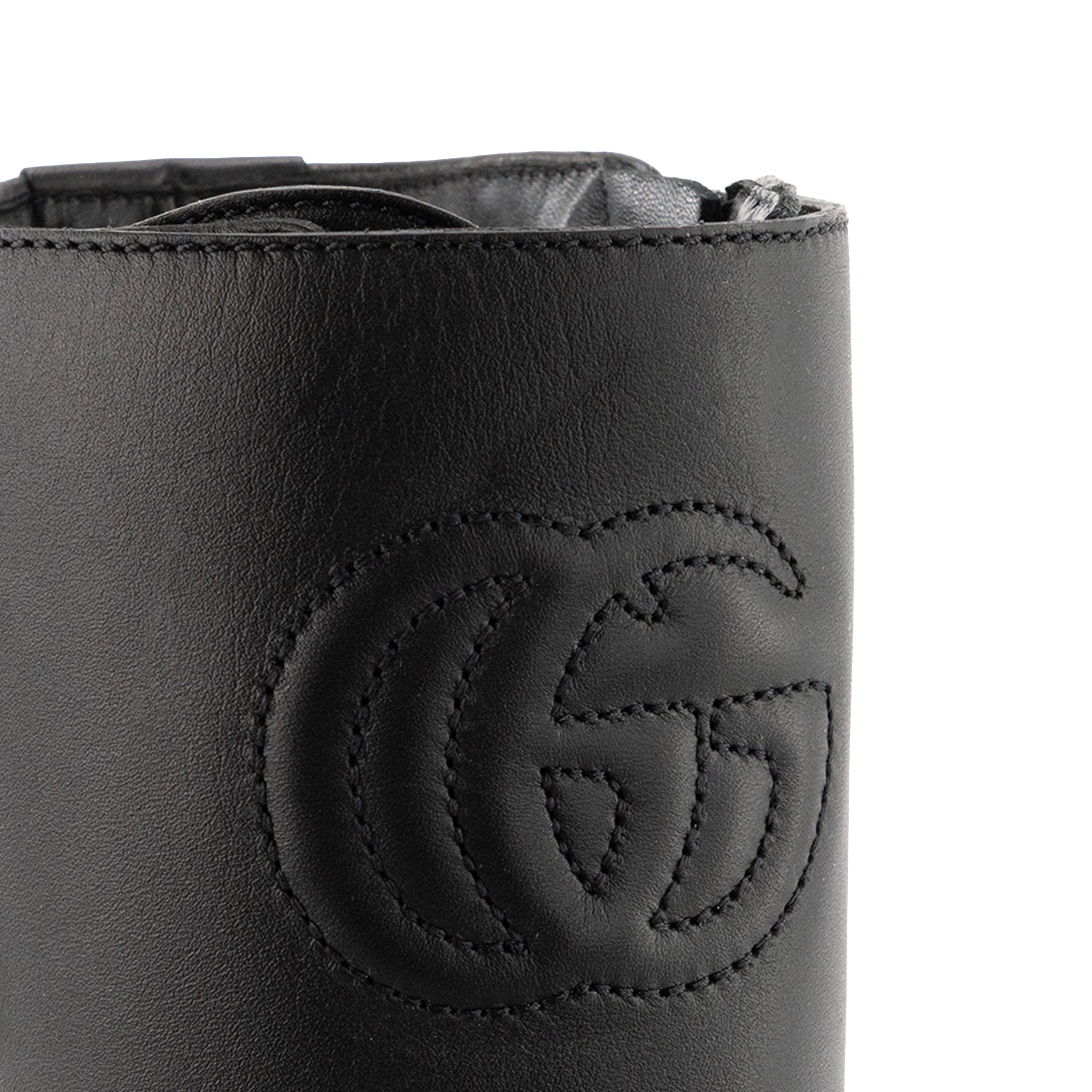 GUCCI - Bottines GG Marmont Gucci en cuir lisse noir (T37,5)