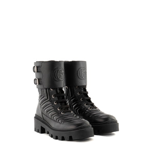 GUCCI - Bottines GG Marmont Gucci en cuir lisse noir (T37,5)