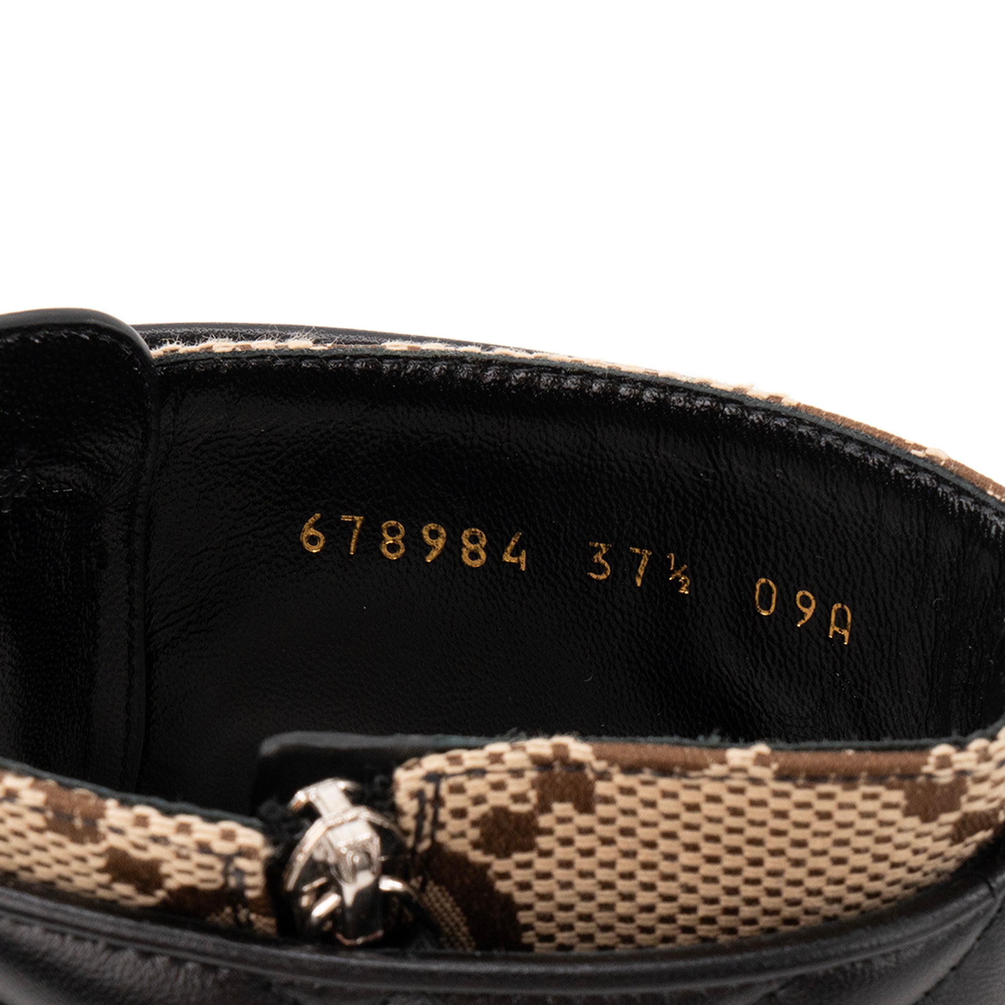 GUCCI - Gucci GG Marmont ankle boots in brown monogram canvas and smooth black leather (Size 37.5)