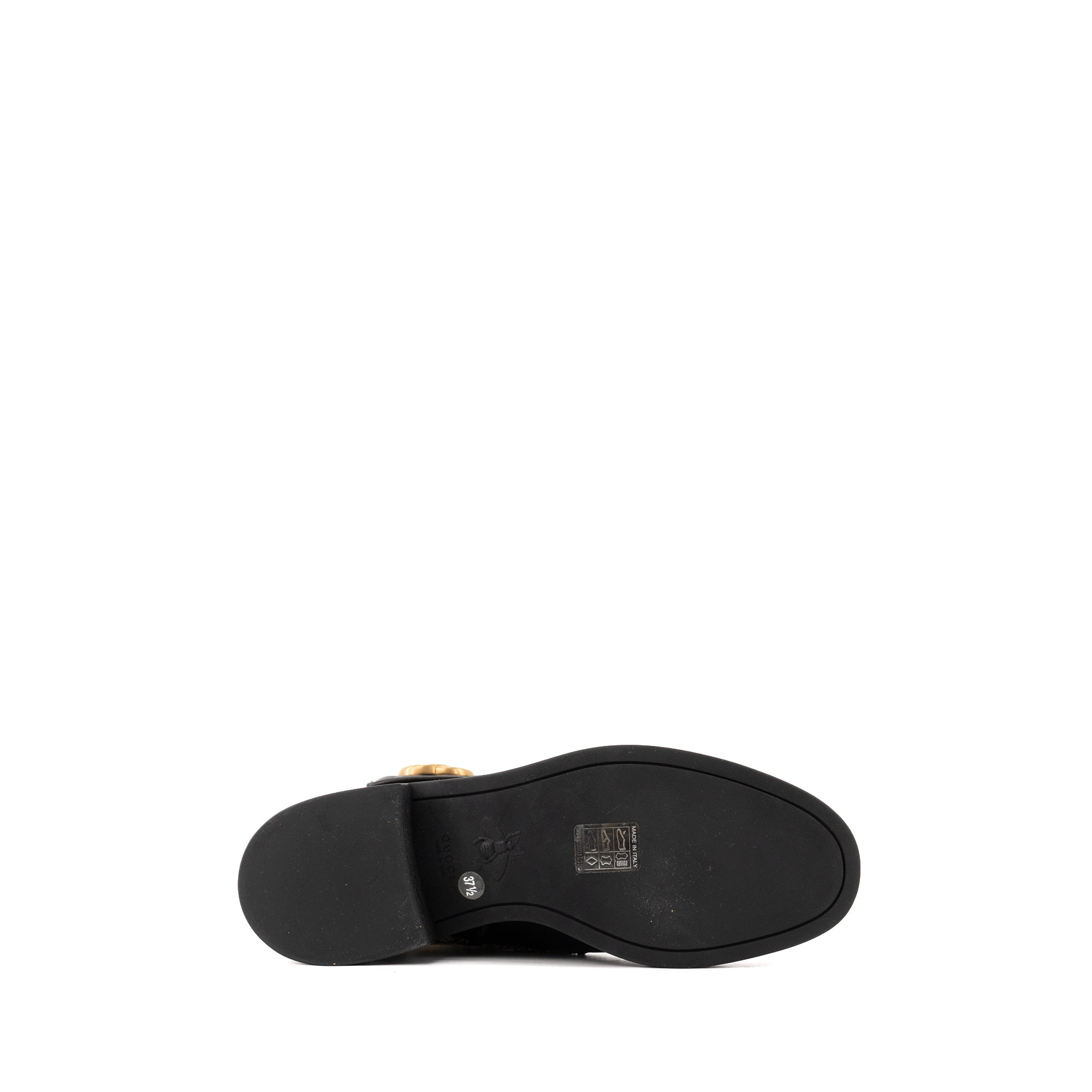 GUCCI - Gucci GG Marmont ankle boots in brown monogram canvas and smooth black leather (Size 37.5)