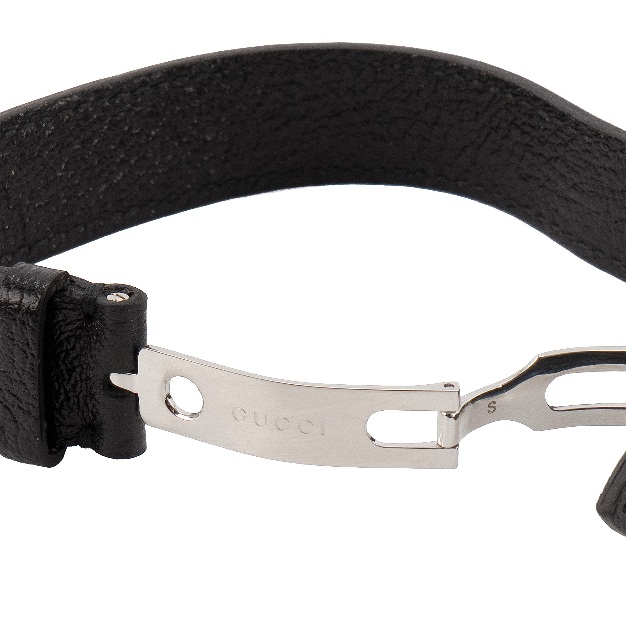 GUCCI - Bracelet Interlocking Gucci en cuir noir (S)