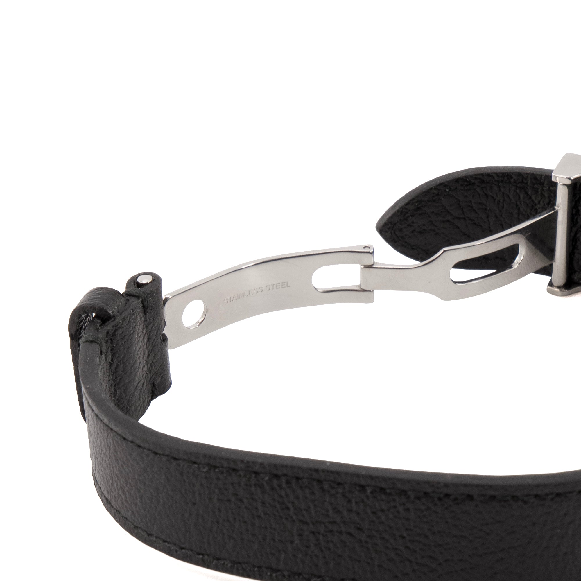 GUCCI - Bracelet Interlocking Gucci en cuir noir (S)