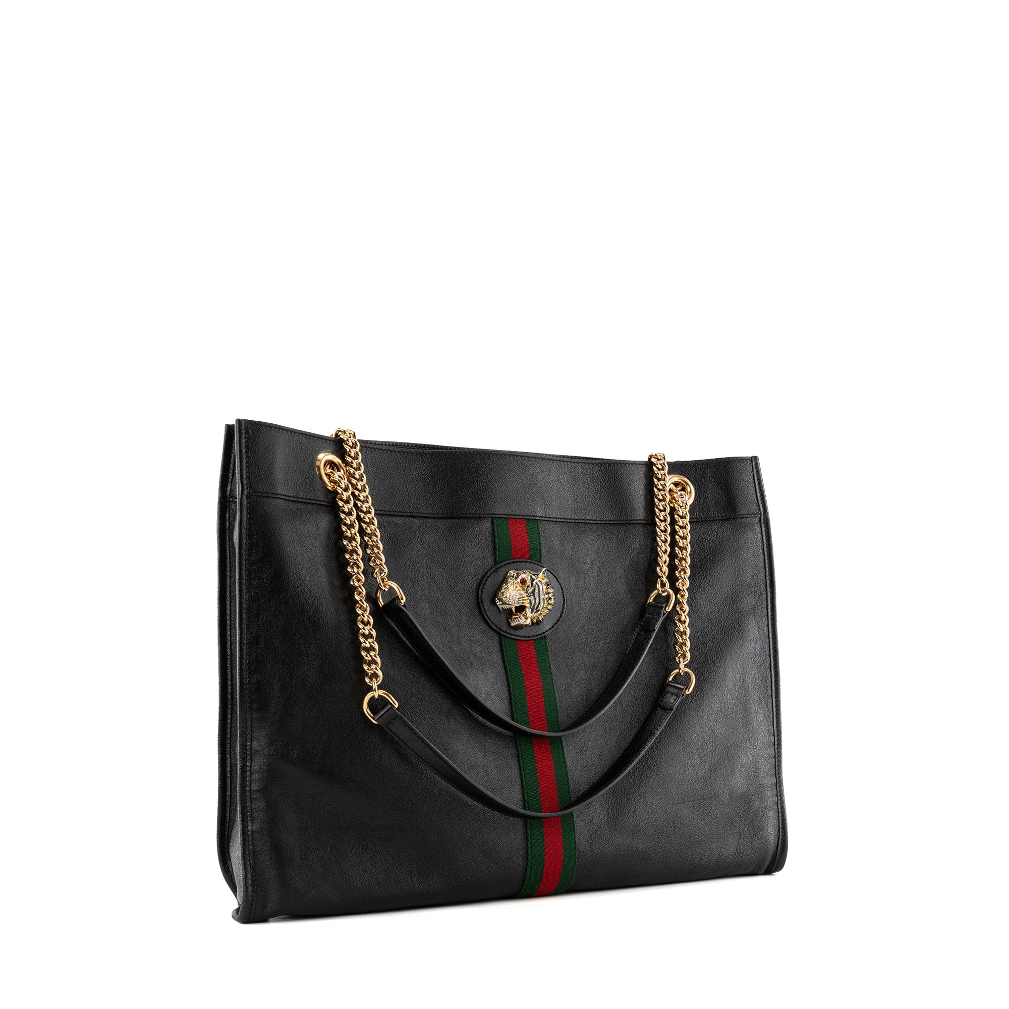 GUCCI - Sac cabas Rajah Gucci en cuir froissé noir