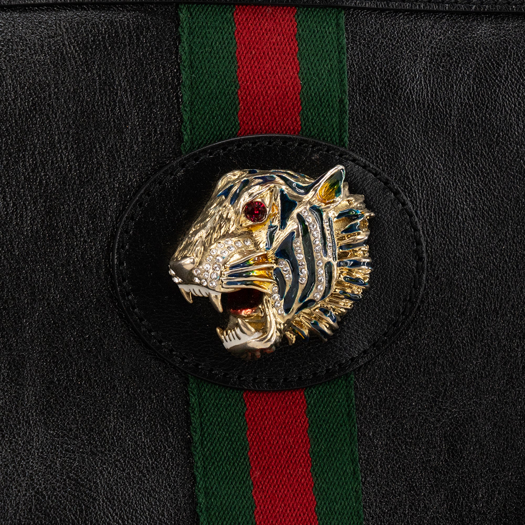 GUCCI - Sac cabas Rajah Gucci en cuir froissé noir