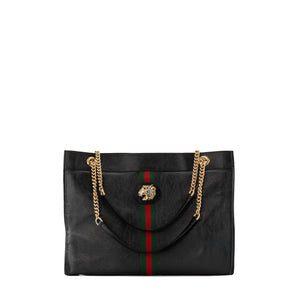 GUCCI - Sac cabas Rajah Gucci en cuir froissé noir
