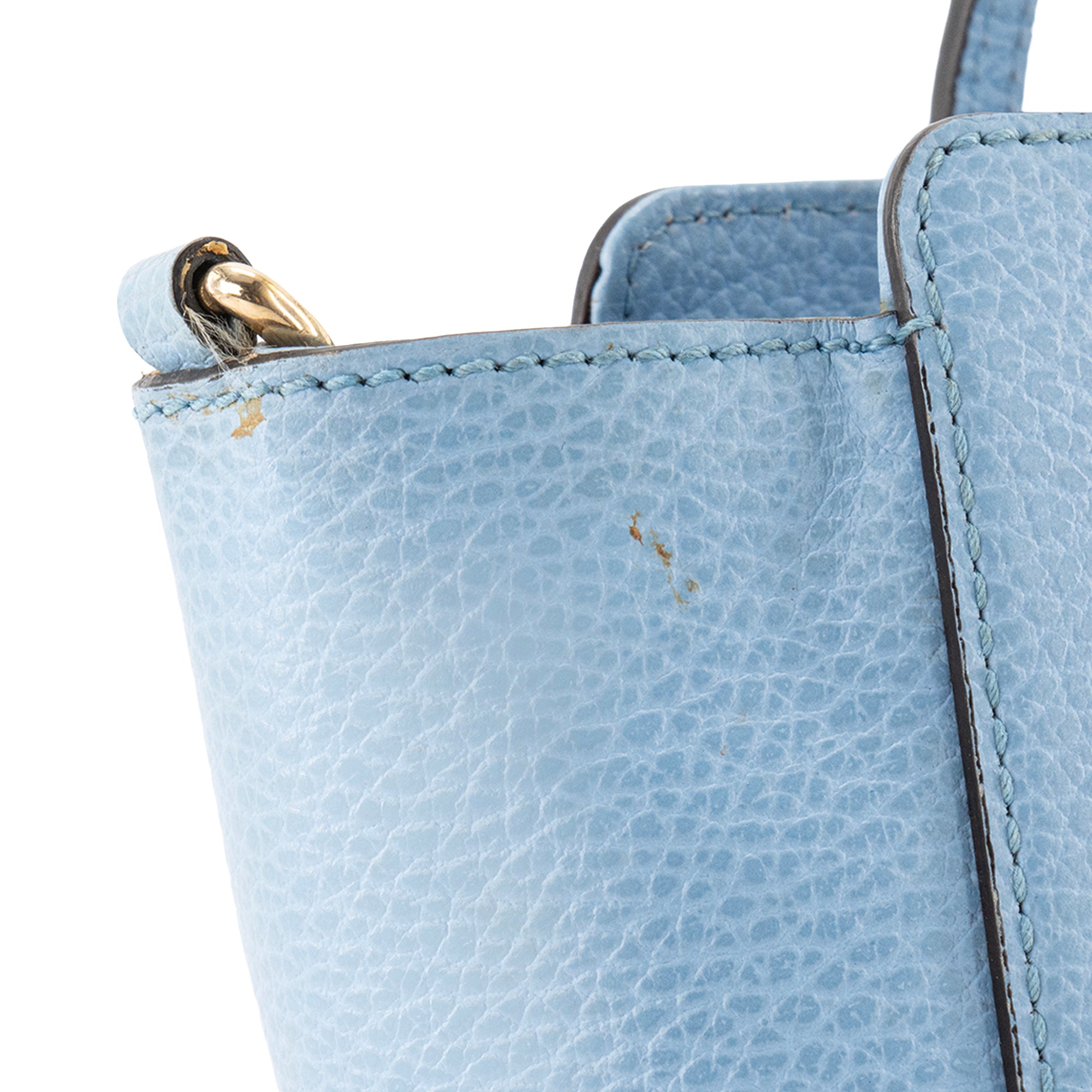 GUCCI - Sac à main Swing mini Gucci en cuir grainé bleu jean