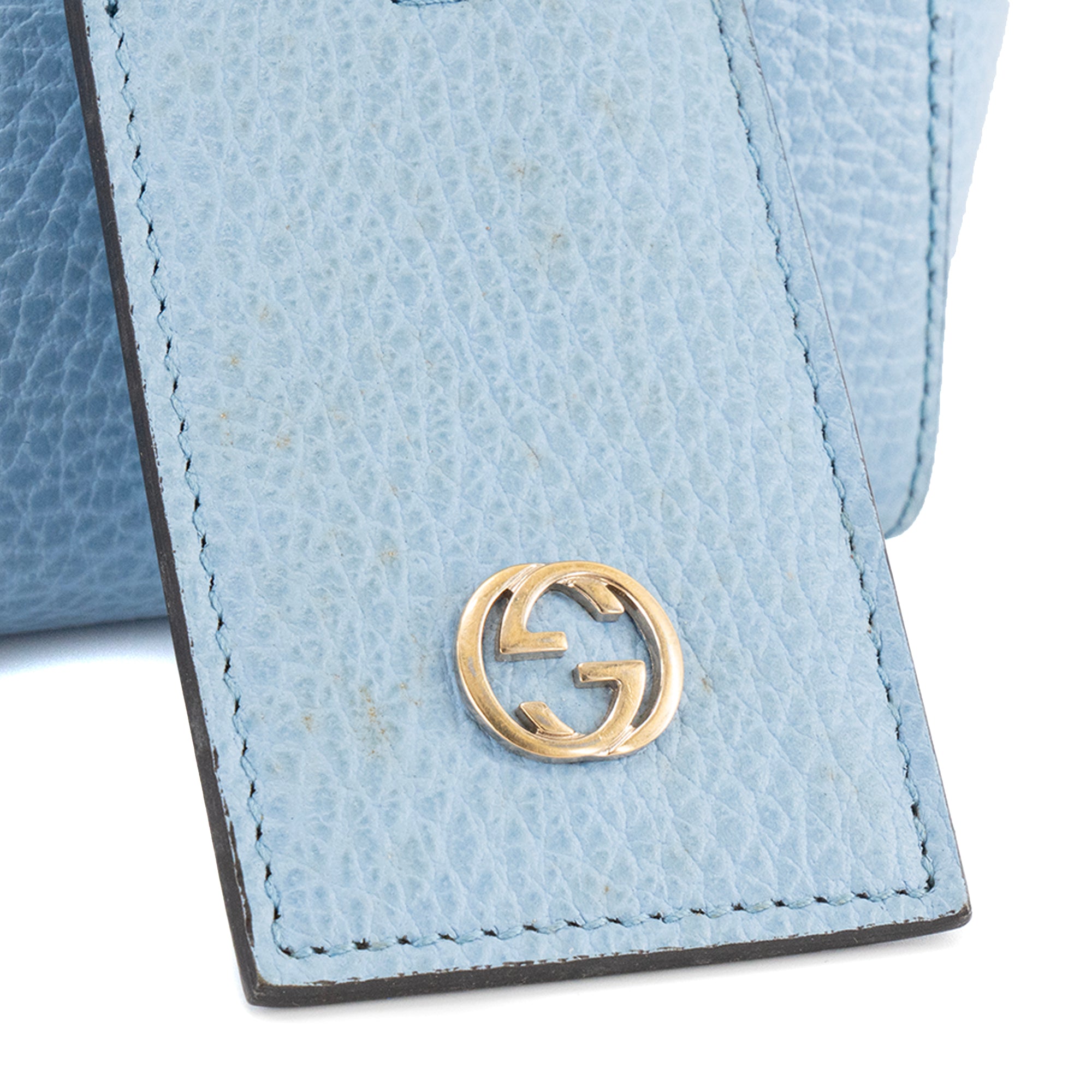 GUCCI - Sac à main Swing mini Gucci en cuir grainé bleu jean