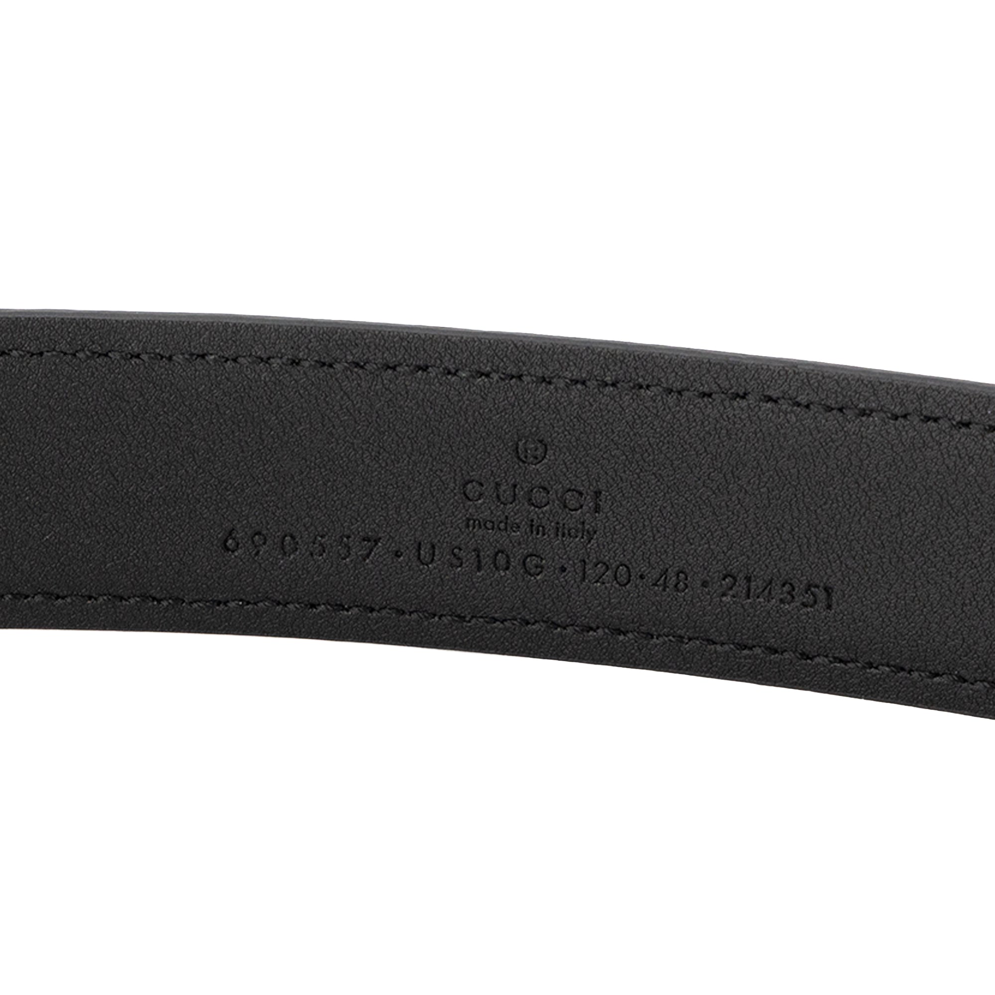 GUCCI - Ceinture Boucle GG enlacés Gucci en cuir lisse noir (T120)