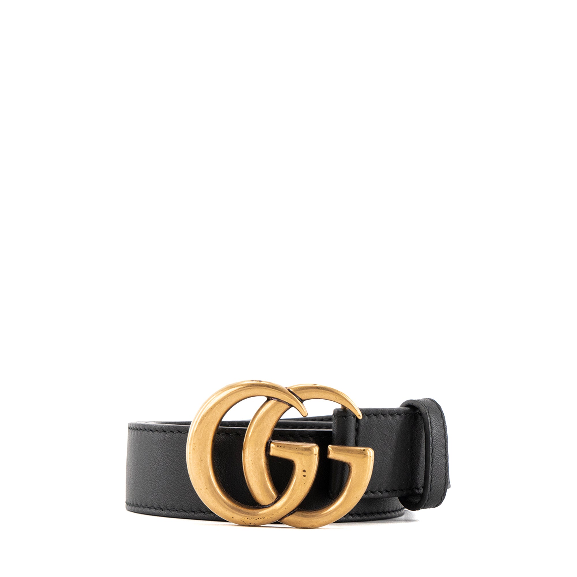 GUCCI - Ceinture GG Buckle Marmont Gucci en cuir lisse noir (T80)