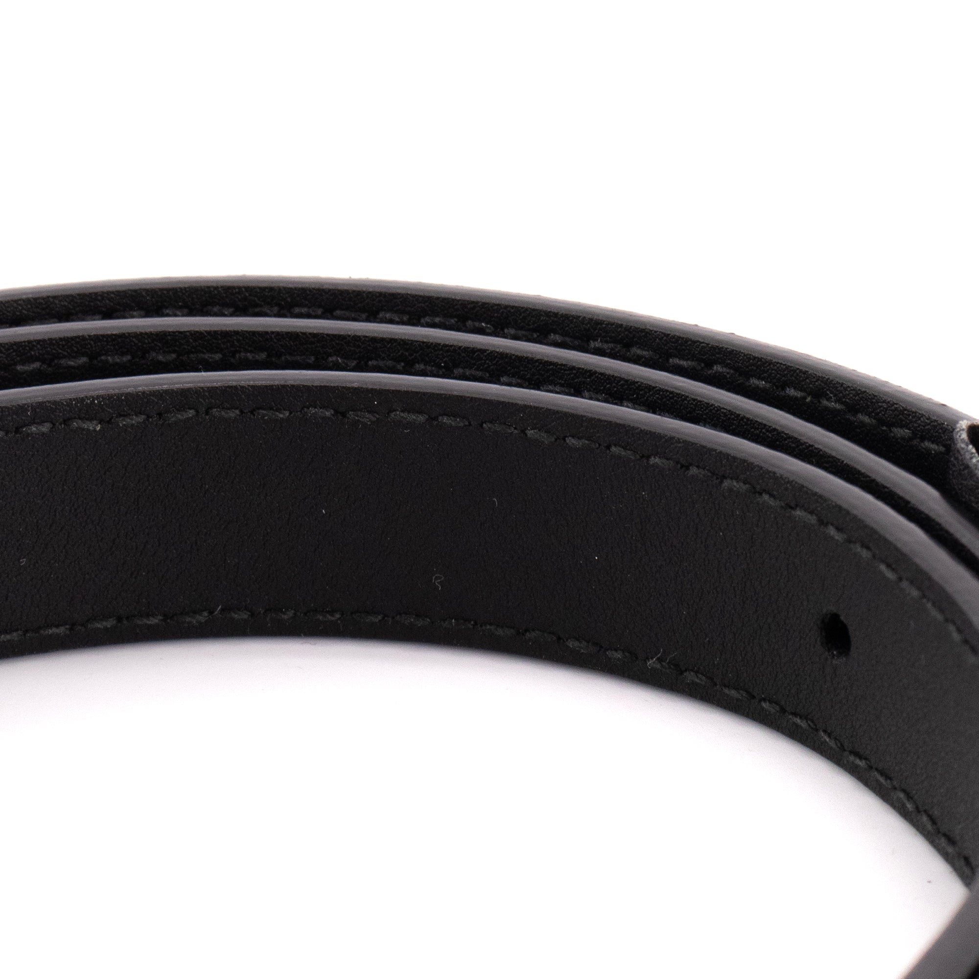 GUCCI - Ceinture fine GG Marmont Gucci en cuir noir (T80)