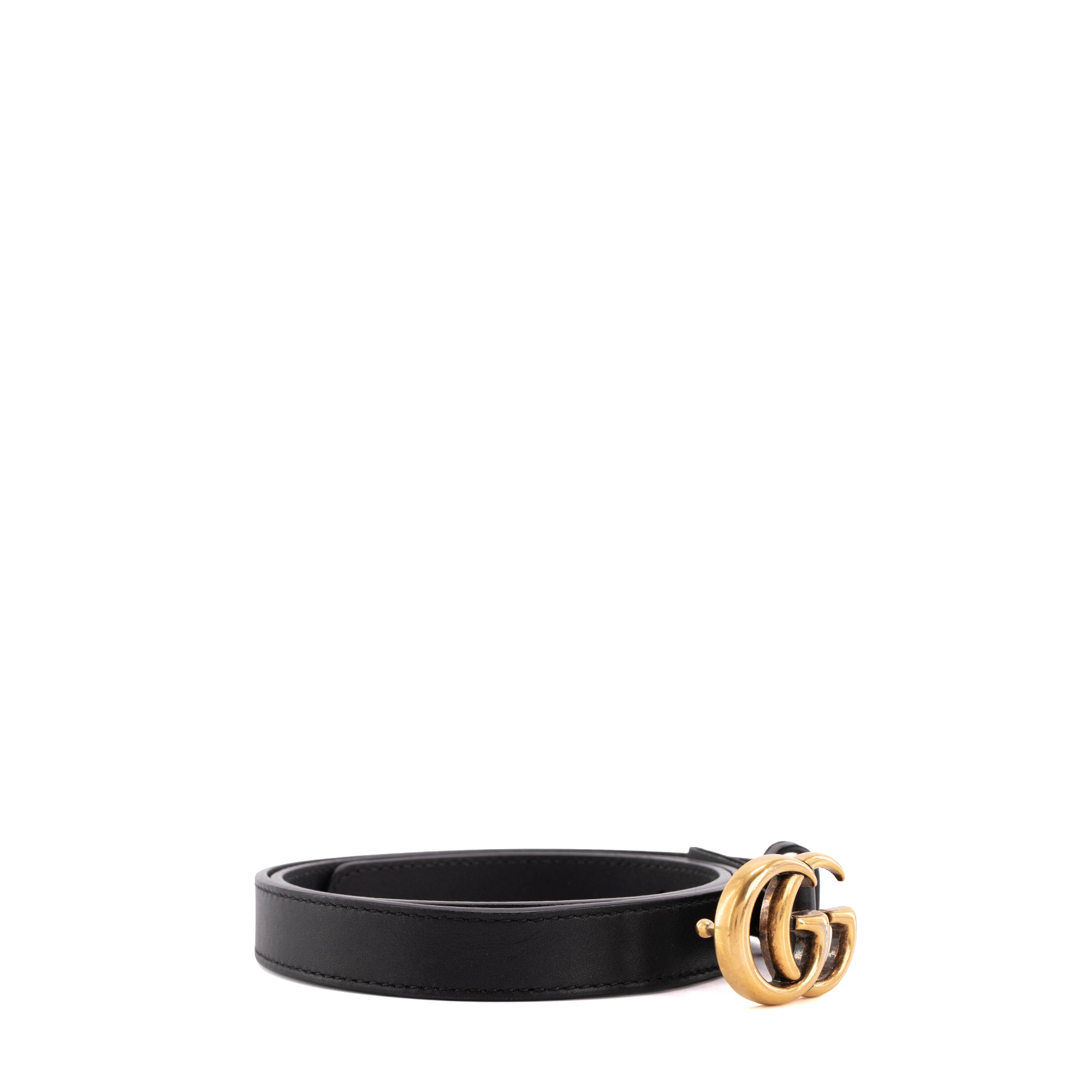 GUCCI - Ceinture fine GG Marmont Gucci en cuir noir (T80)
