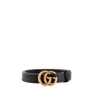 GUCCI - Ceinture fine GG Marmont Gucci en cuir noir (T80)