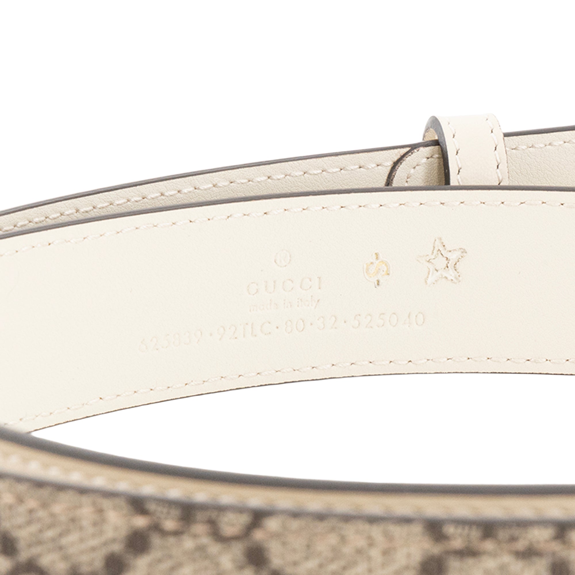 GUCCI - Ceinture GG Buckle Marmont Gucci en cuir lisse écru (T80)