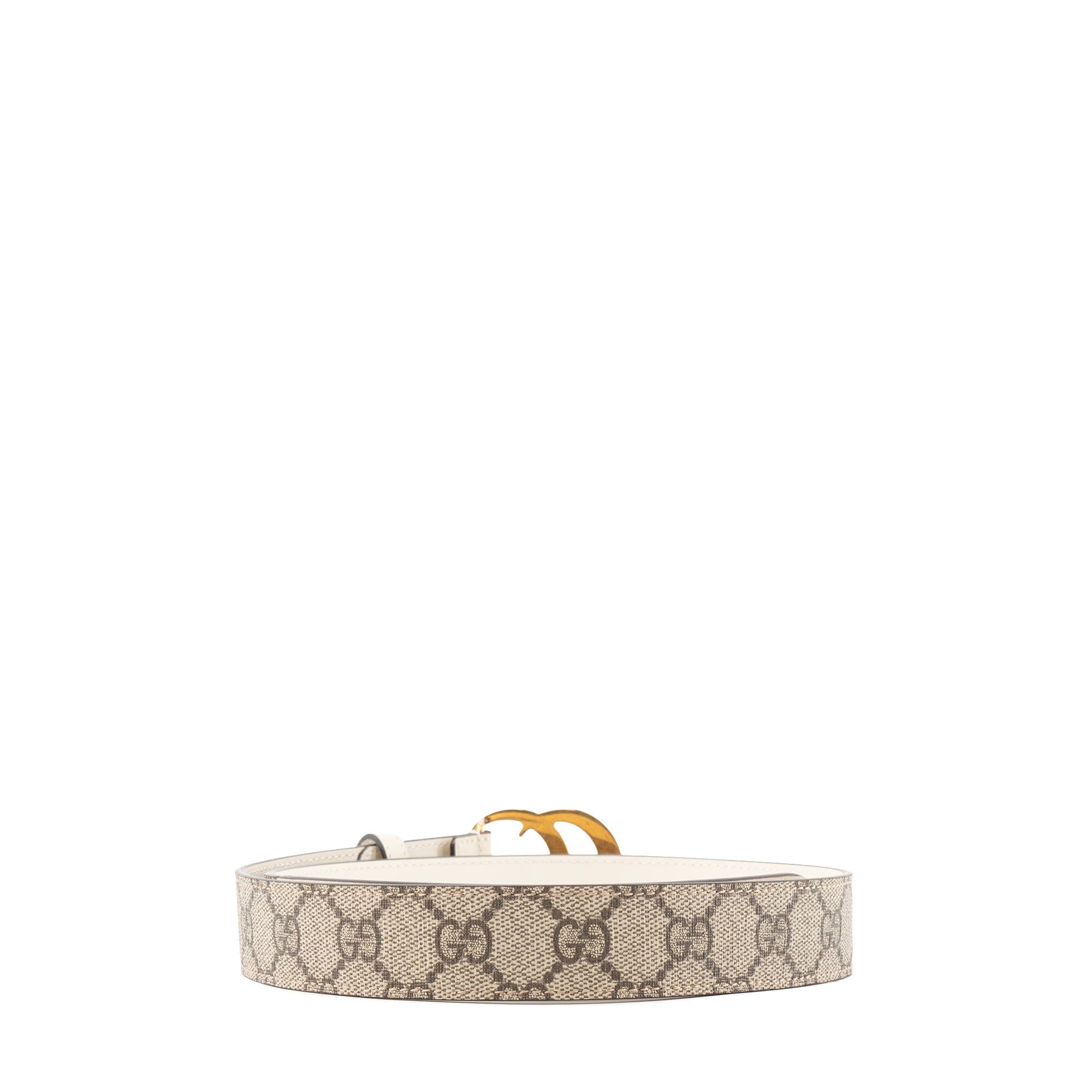 GUCCI - Ceinture GG Buckle Marmont Gucci en cuir lisse écru (T80)