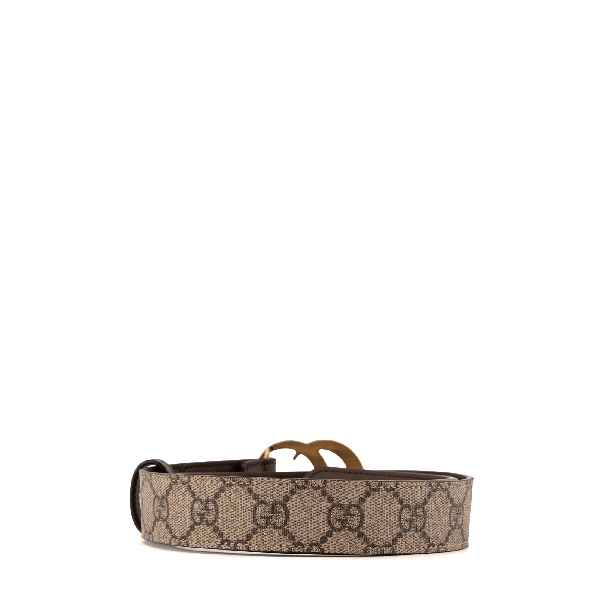 GUCCI - Ceinture GG Buckle Marmont Gucci en cuir lisse marron (T75)