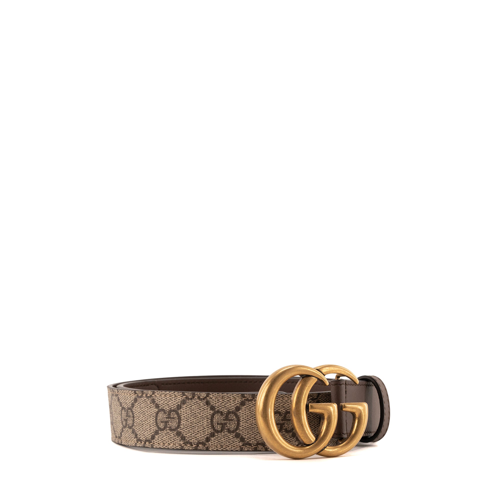 GUCCI - Ceinture GG Buckle Marmont Gucci en cuir lisse marron (T75)