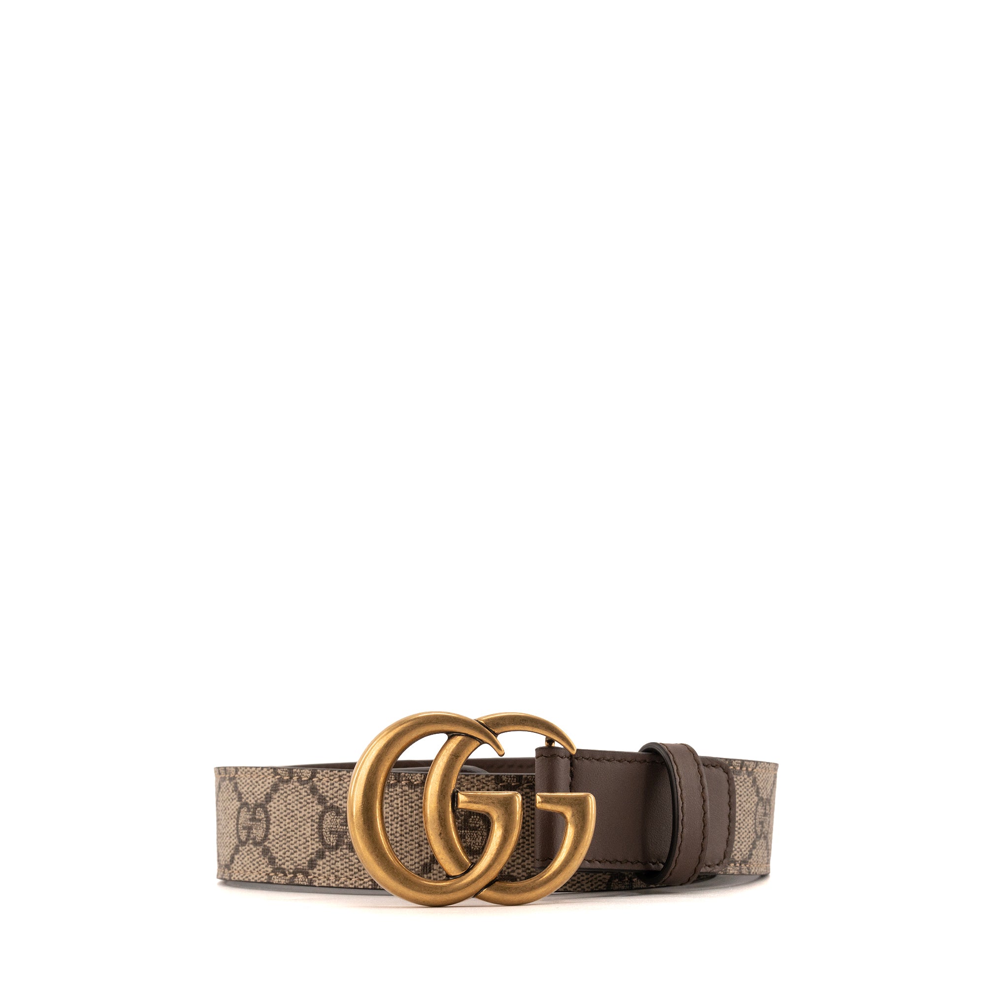 GUCCI - Ceinture GG Buckle Marmont Gucci en cuir lisse marron (T75)