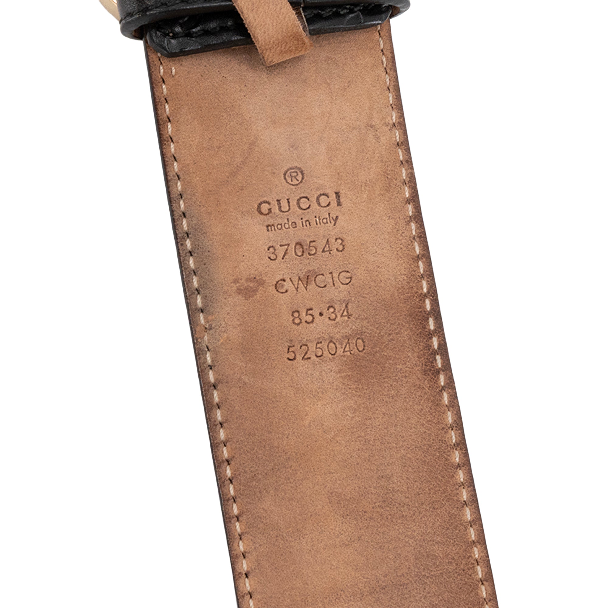 GUCCI - Ceinture GG Gucci en cuir embossé noir (T85)