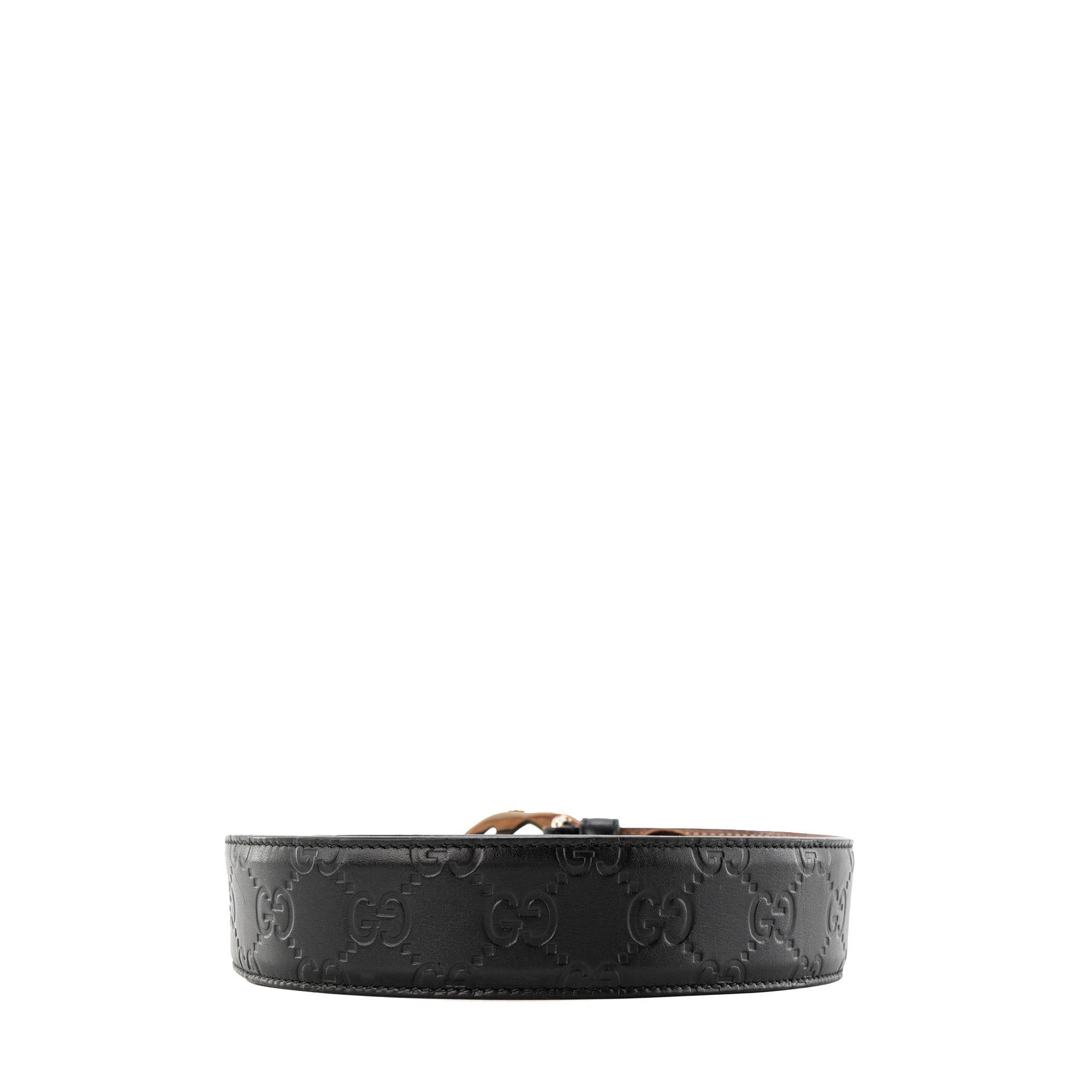 GUCCI - Ceinture GG Gucci en cuir embossé noir (T85)