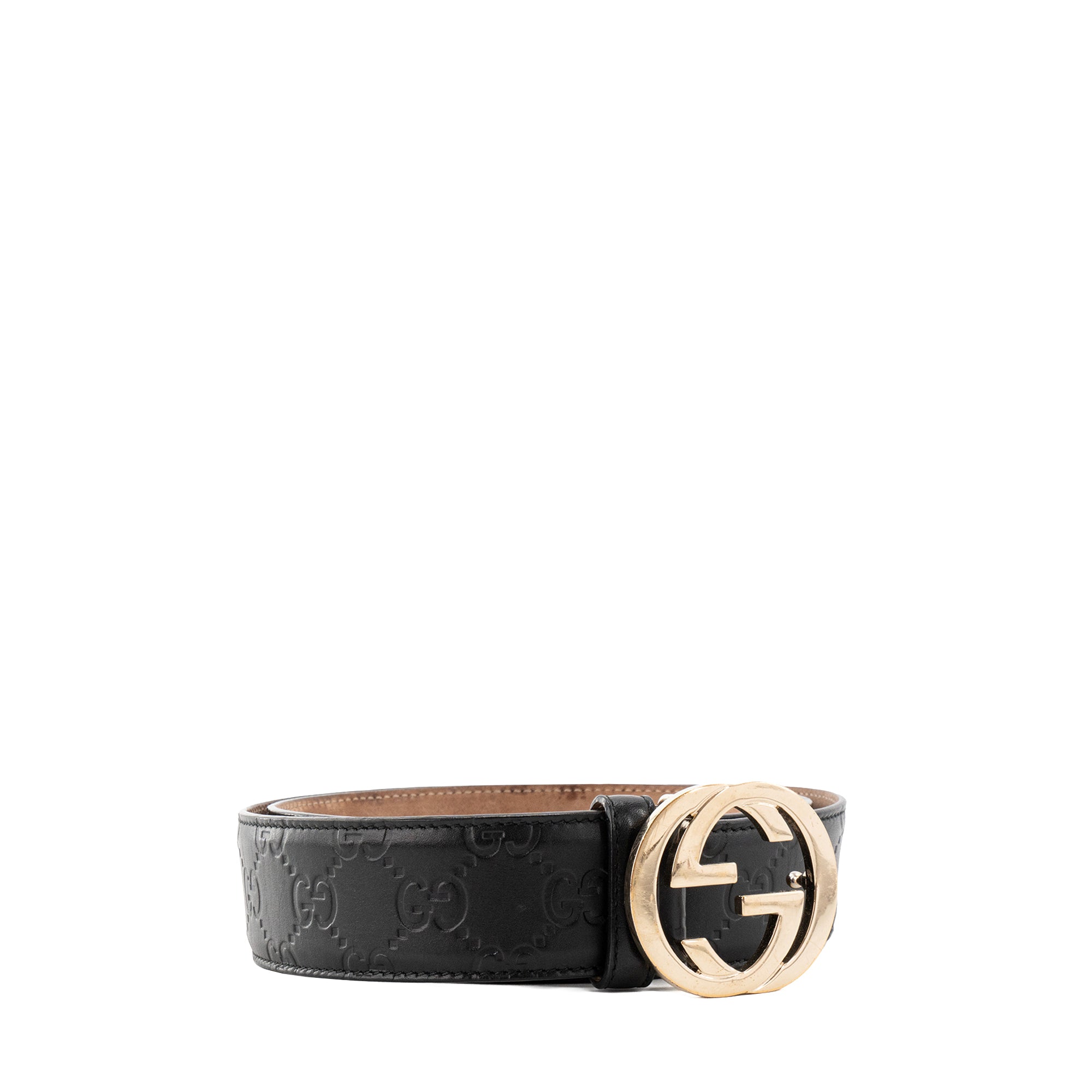 GUCCI - Ceinture GG Gucci en cuir embossé noir (T85)
