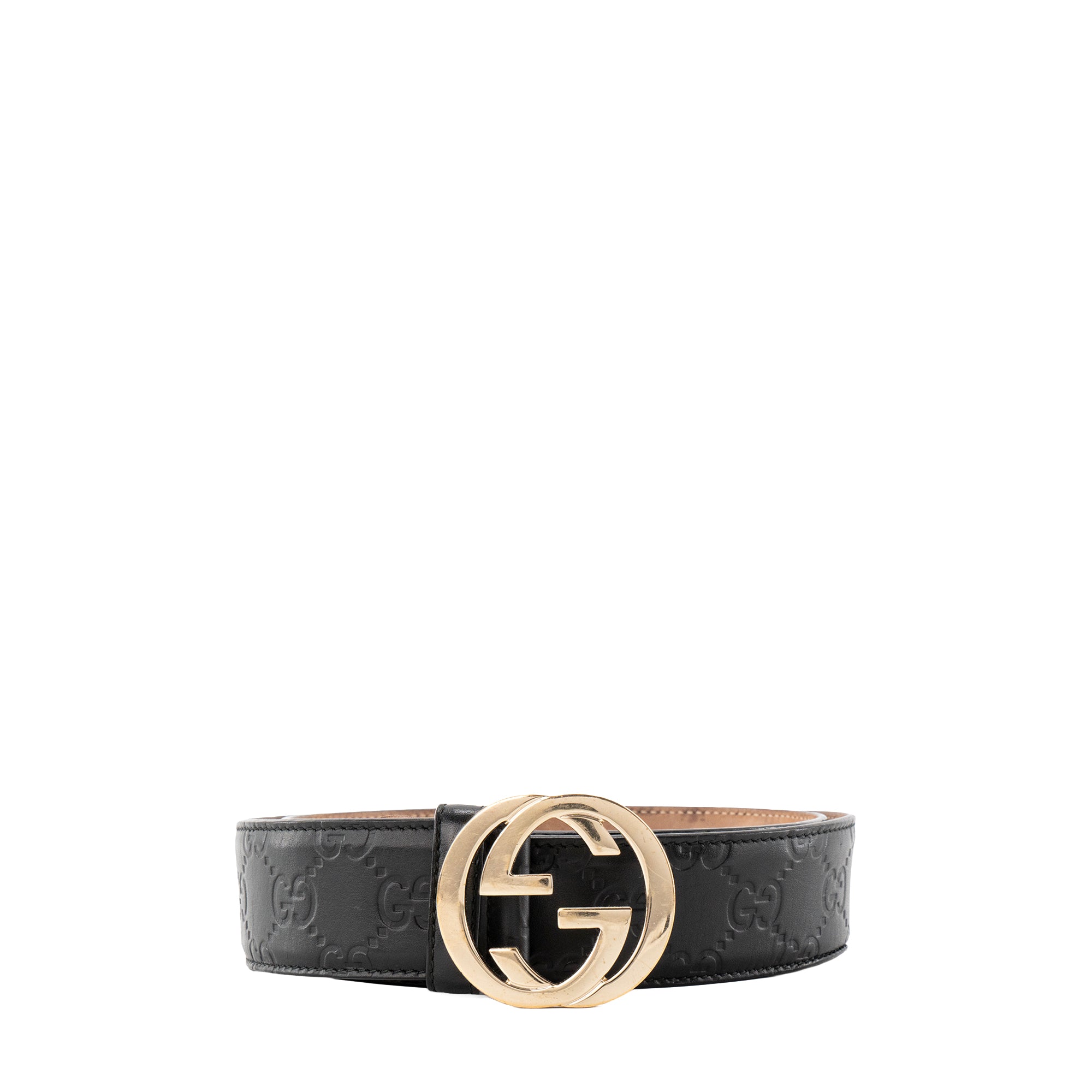 GUCCI - Ceinture GG Gucci en cuir embossé noir (T85)
