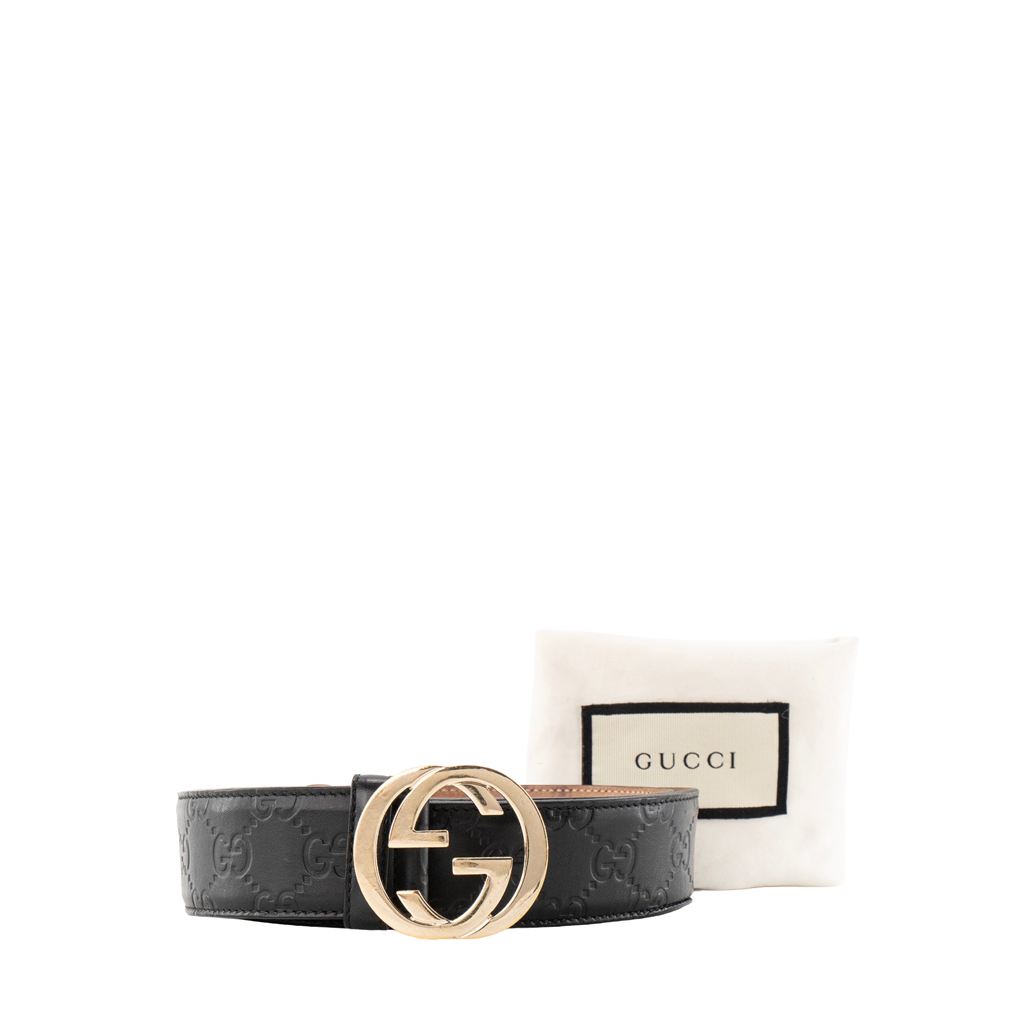 GUCCI - Ceinture GG Gucci en cuir embossé noir (T85)