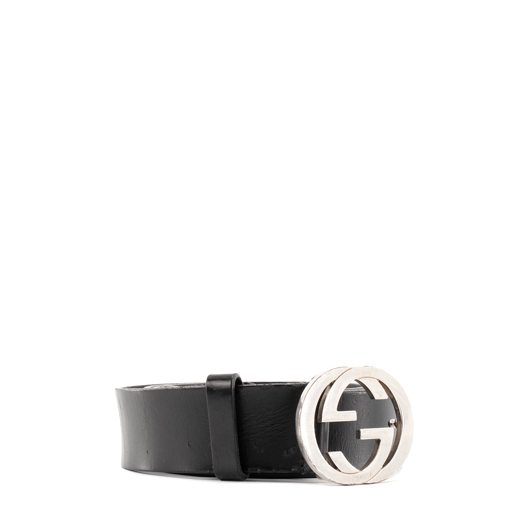 GUCCI - Ceinture GG Gucci en cuir noir (T95)